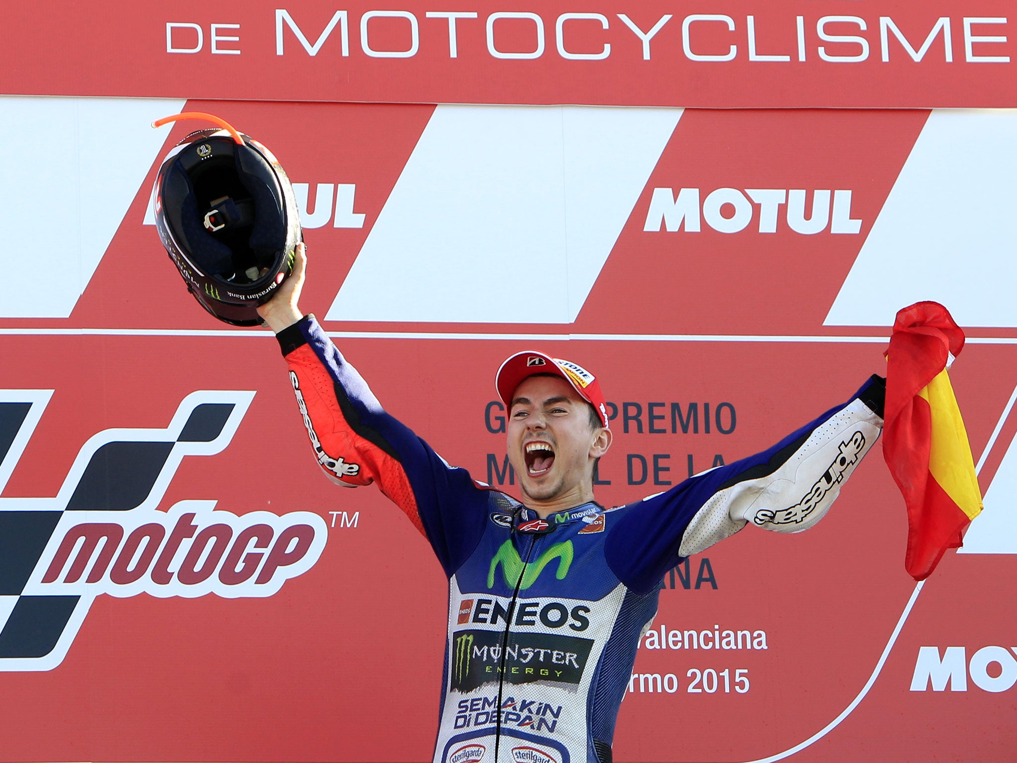 Jorge Lorenzo won his third MotoGP world title after a start-to- finish victory in Valencia