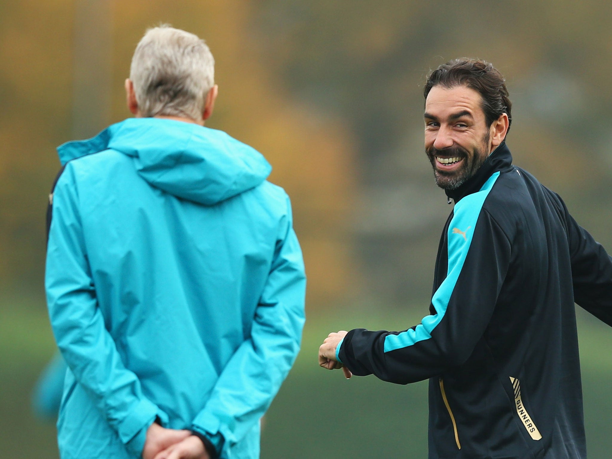 Robert Pires with Arsene Wenger