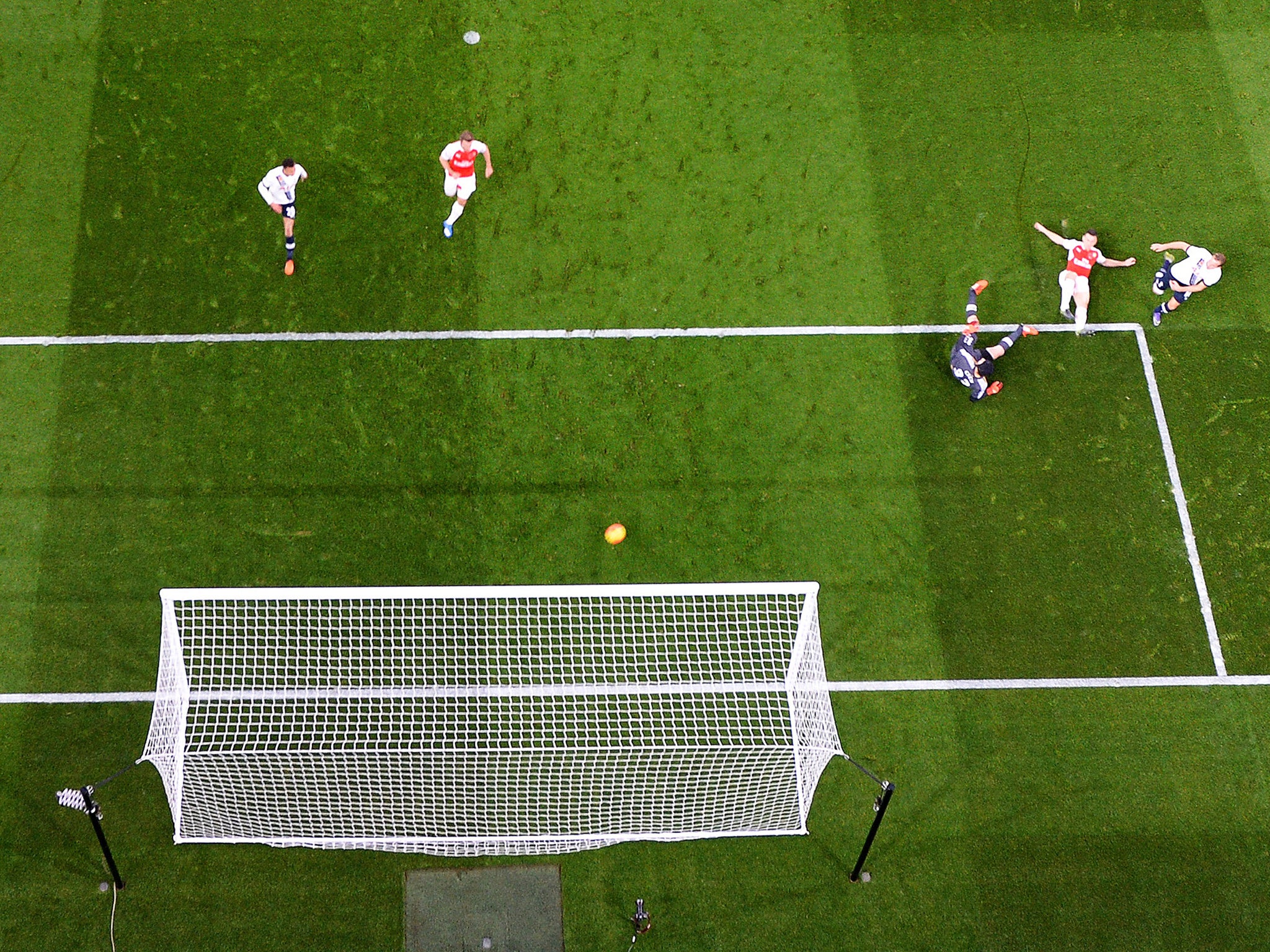 A view of Harry Kane's goal against Arsenal