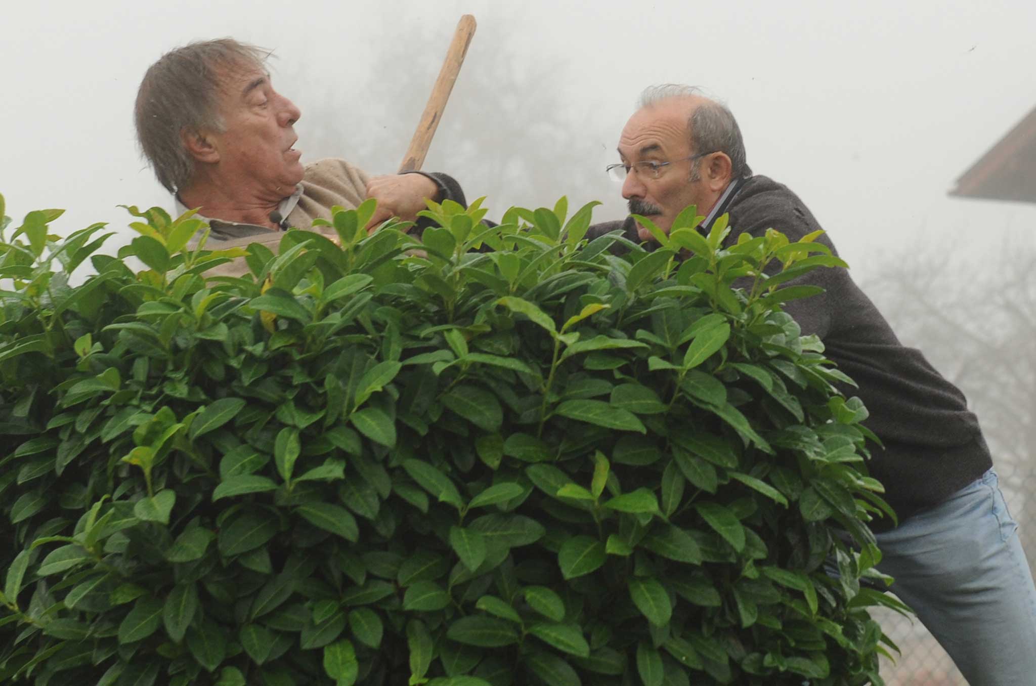 Allain Bougrain-Dubourg, left, was among the activists who was waylayed at the scene