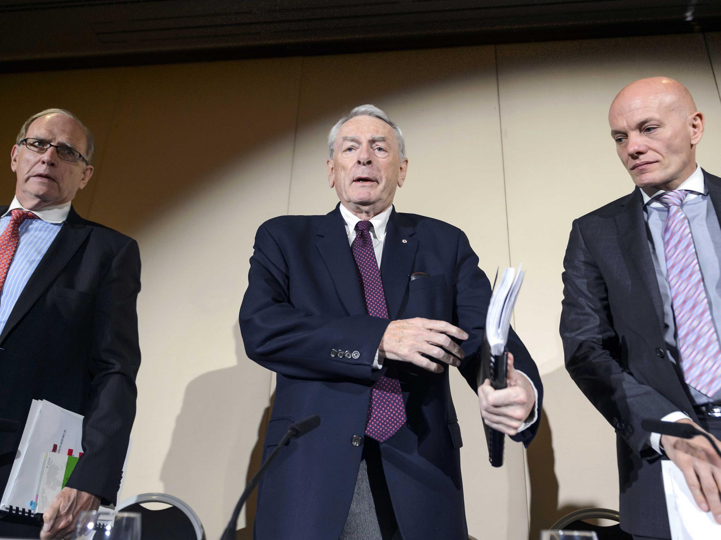 Richard McLaren, the former World Anti-Doping Agency president, Dick Pound and cybercrime expert Günter Younger