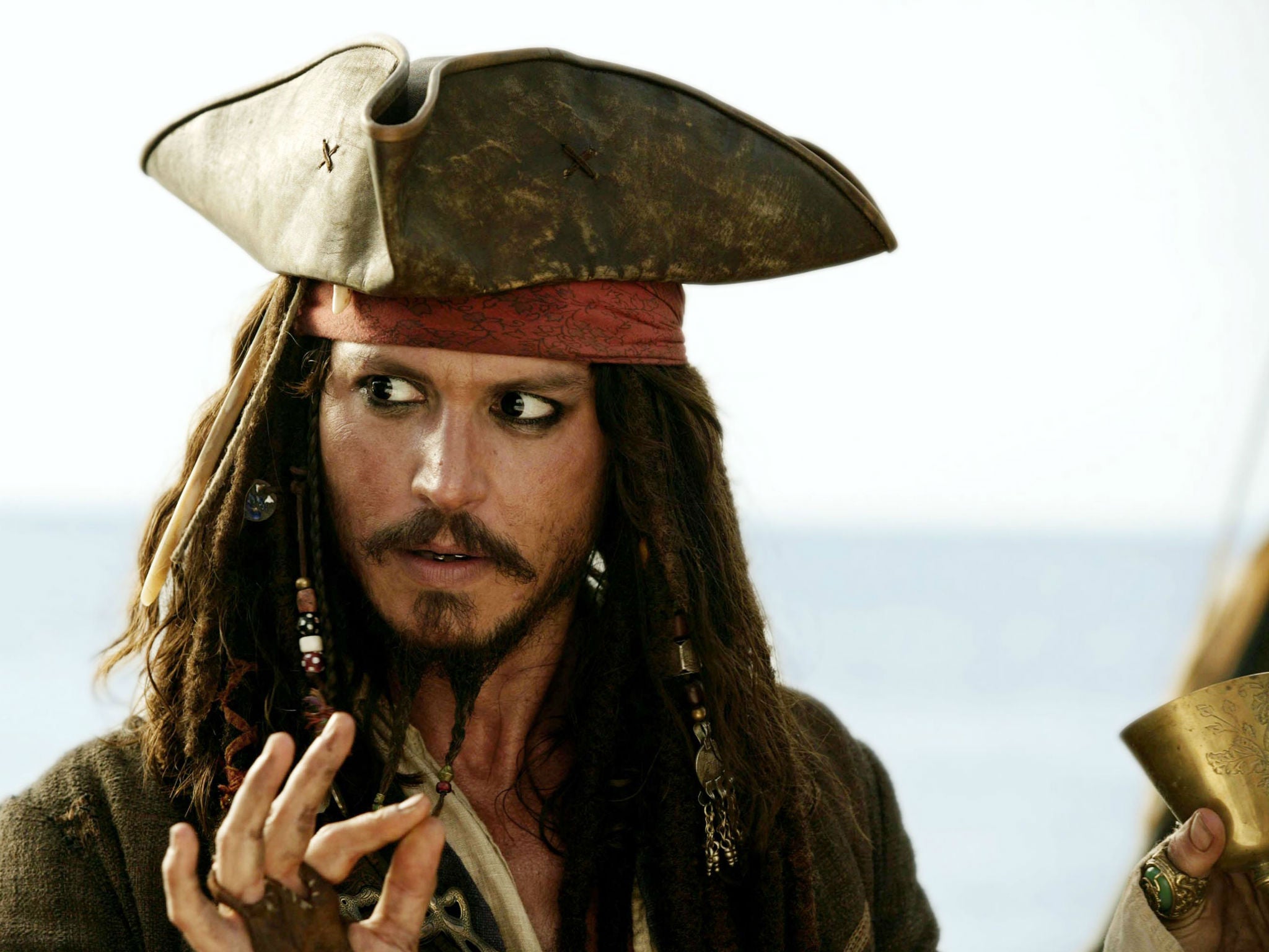 Johnny Depp as Captain Jack Sparrow in Pirates of the Caribbean