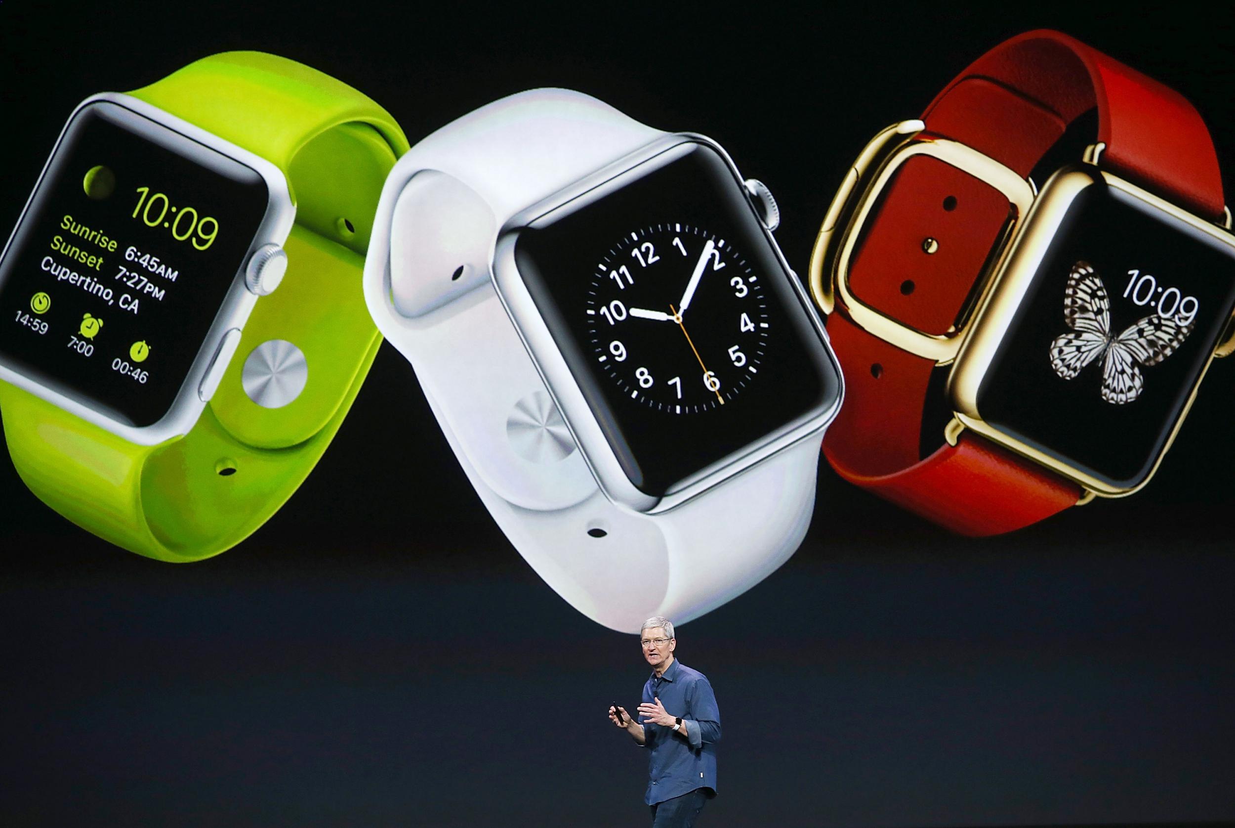 Tim Cook unveils the Apple Watch in September 2014