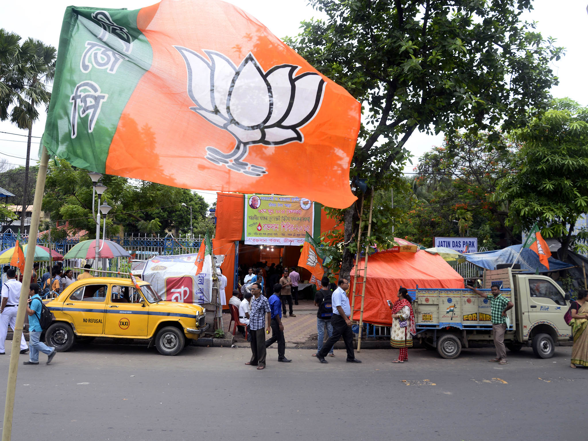 The BJP's flag flying