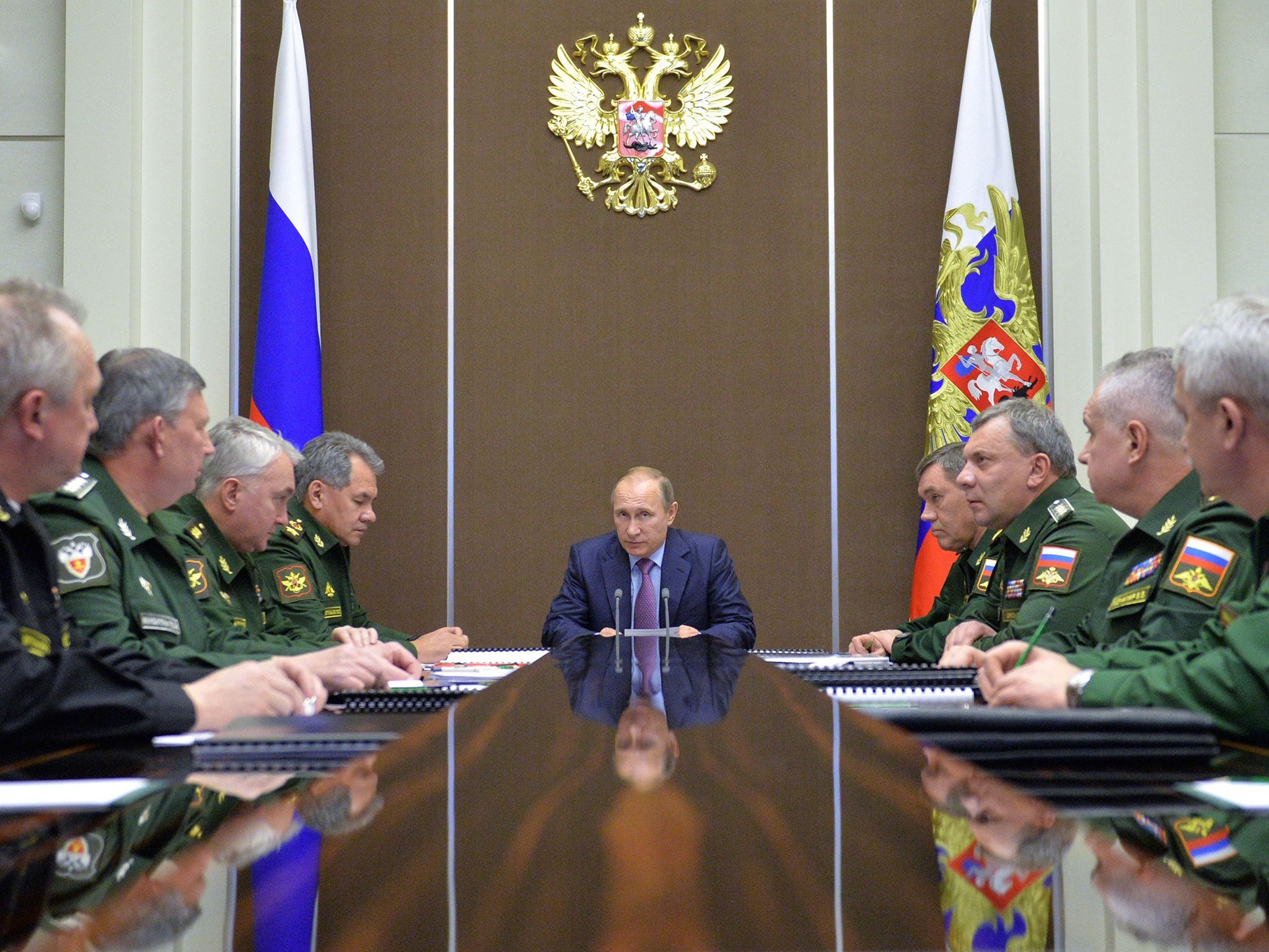 Vladimir Putin was meeting with generals in Sochi to discuss Russia's military upgrades at the time