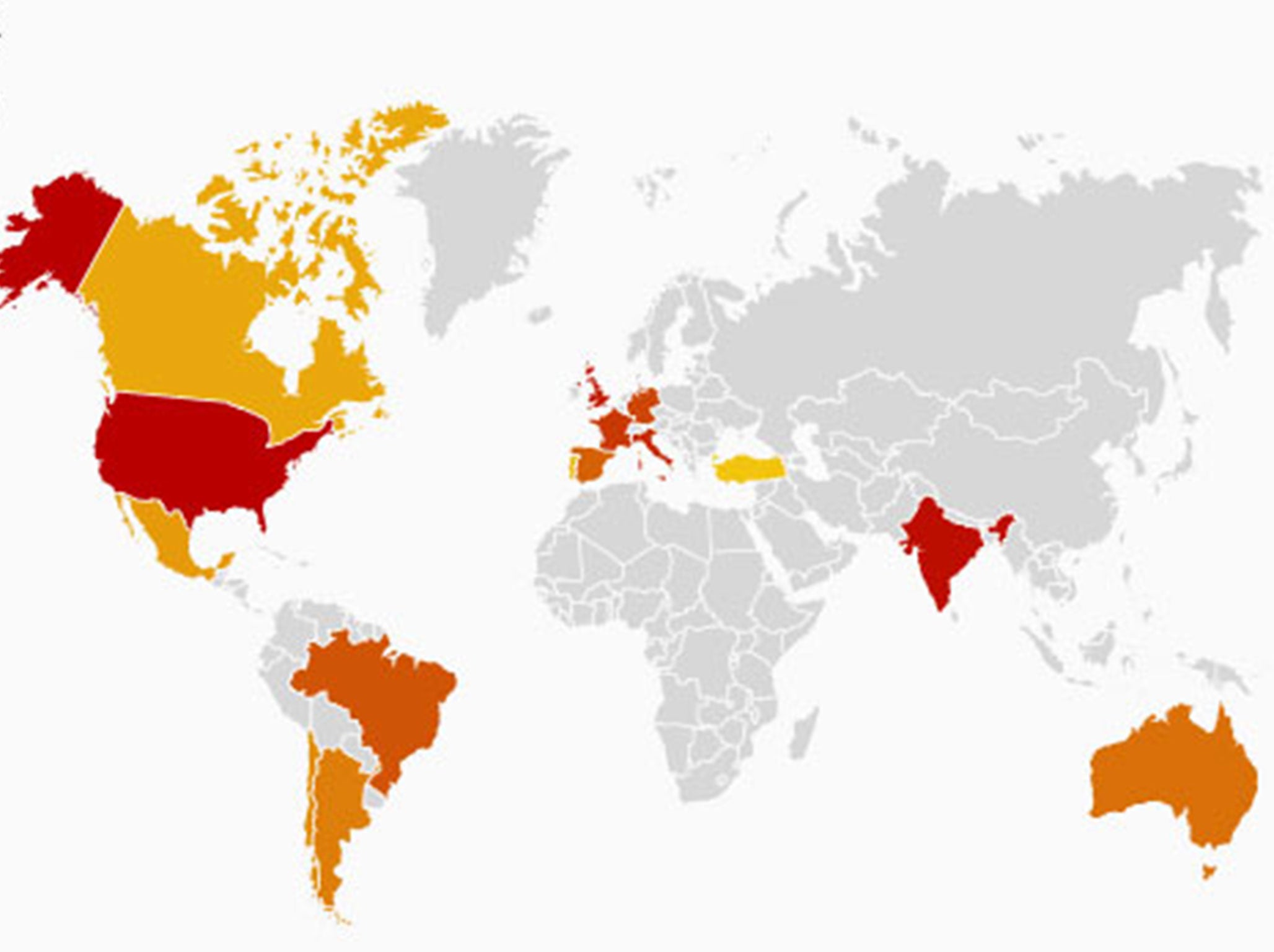 Facebook requests by country