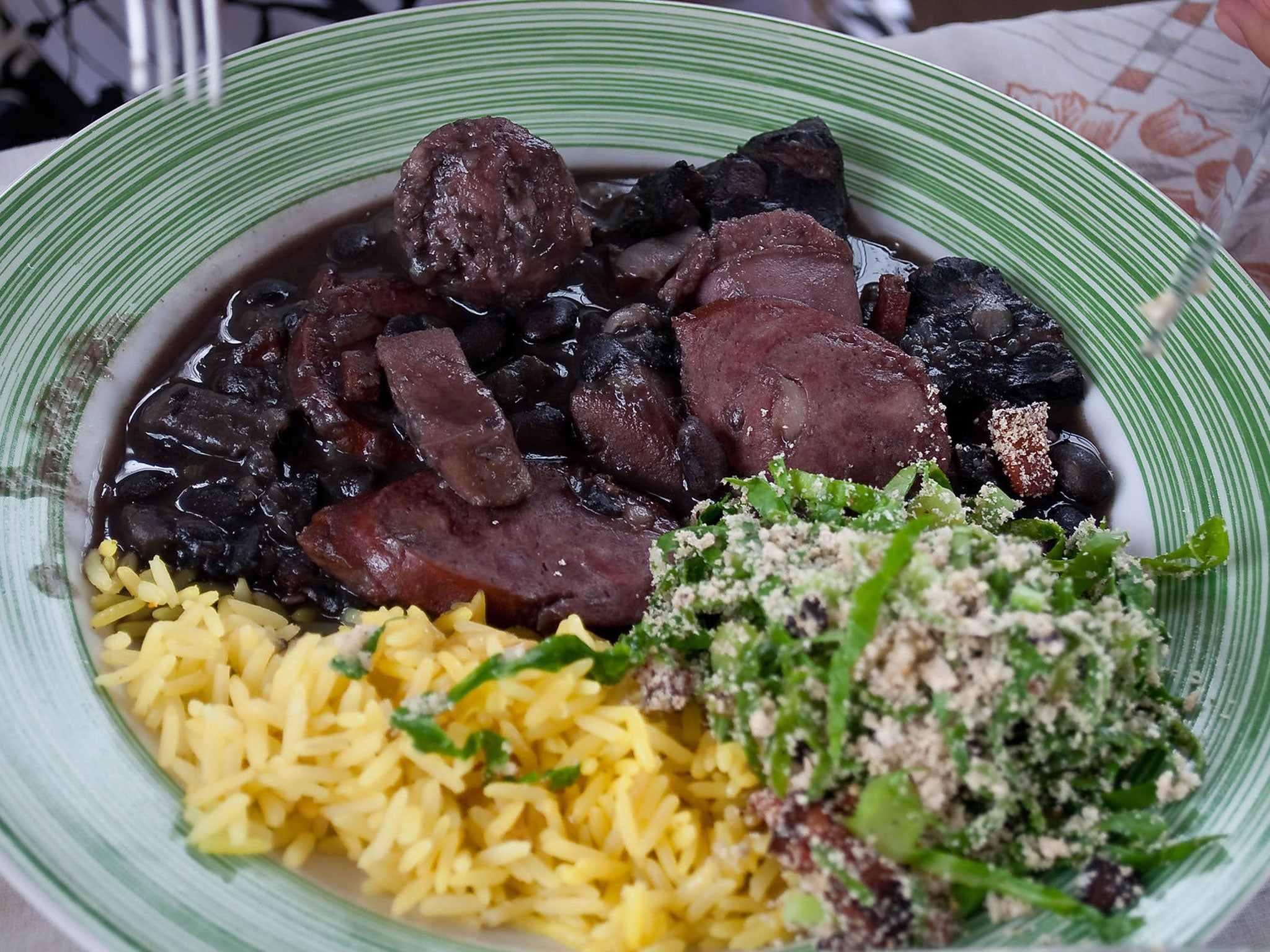 Feijoada served in Curitiba, Brazil