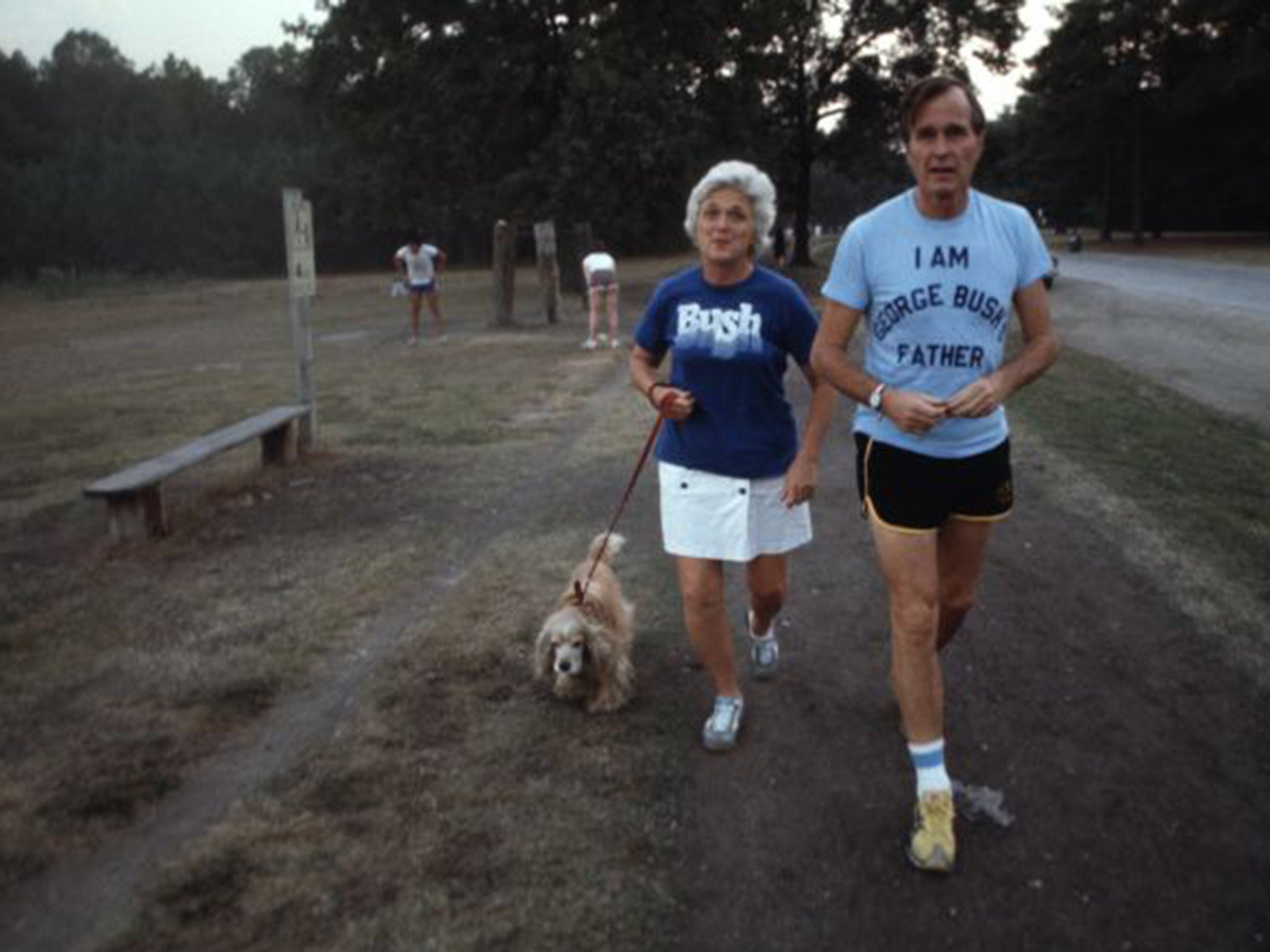 Strong lead: Dubya’s parents in 1978, with Dad wearing a T-shirt made for his son’s senatorial campaign the year before