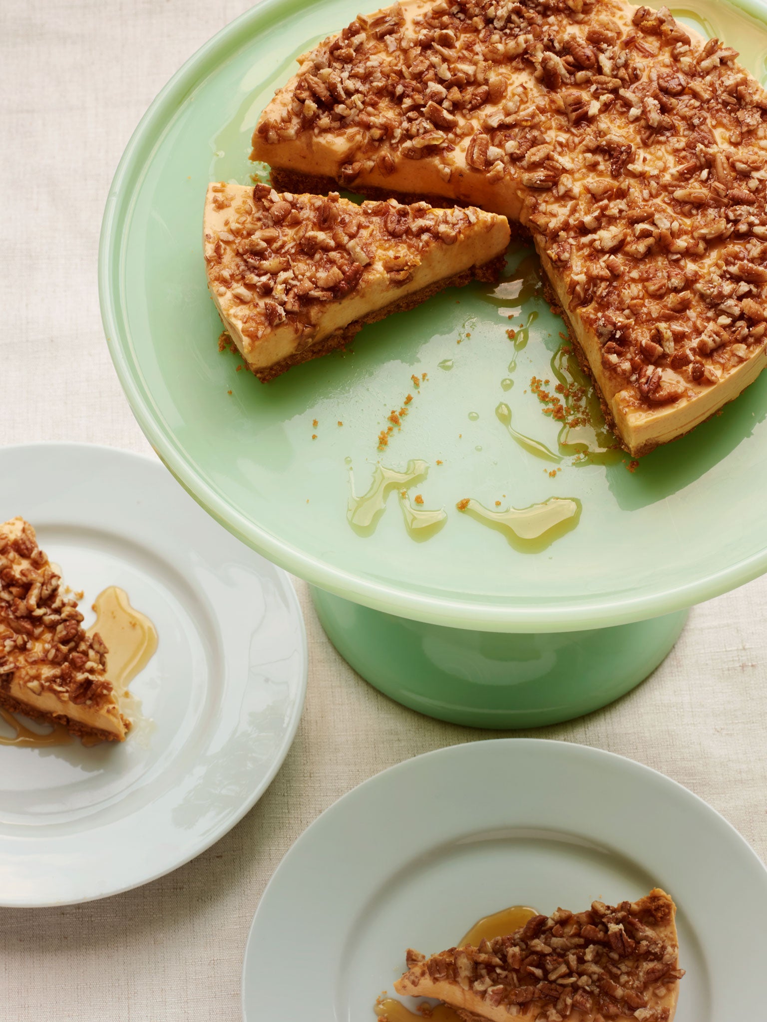 Pumpkin, gingernut, maple and pecan cheesecake