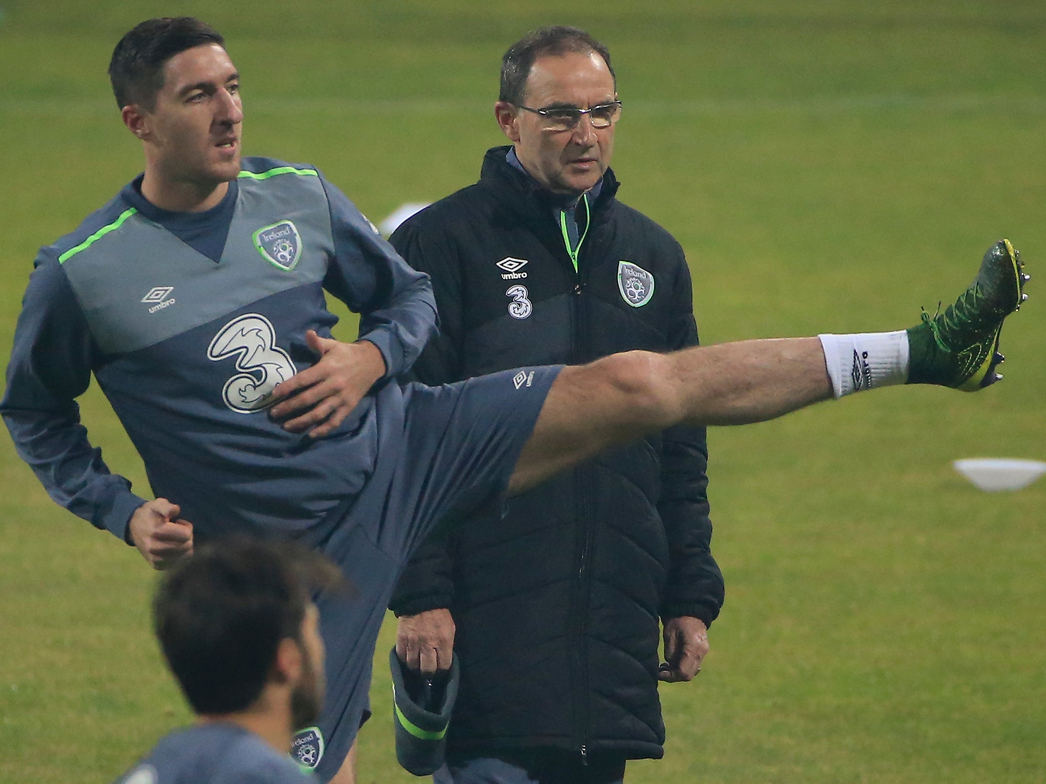 Republic of Ireland coach Martin O'Neill overseeing training