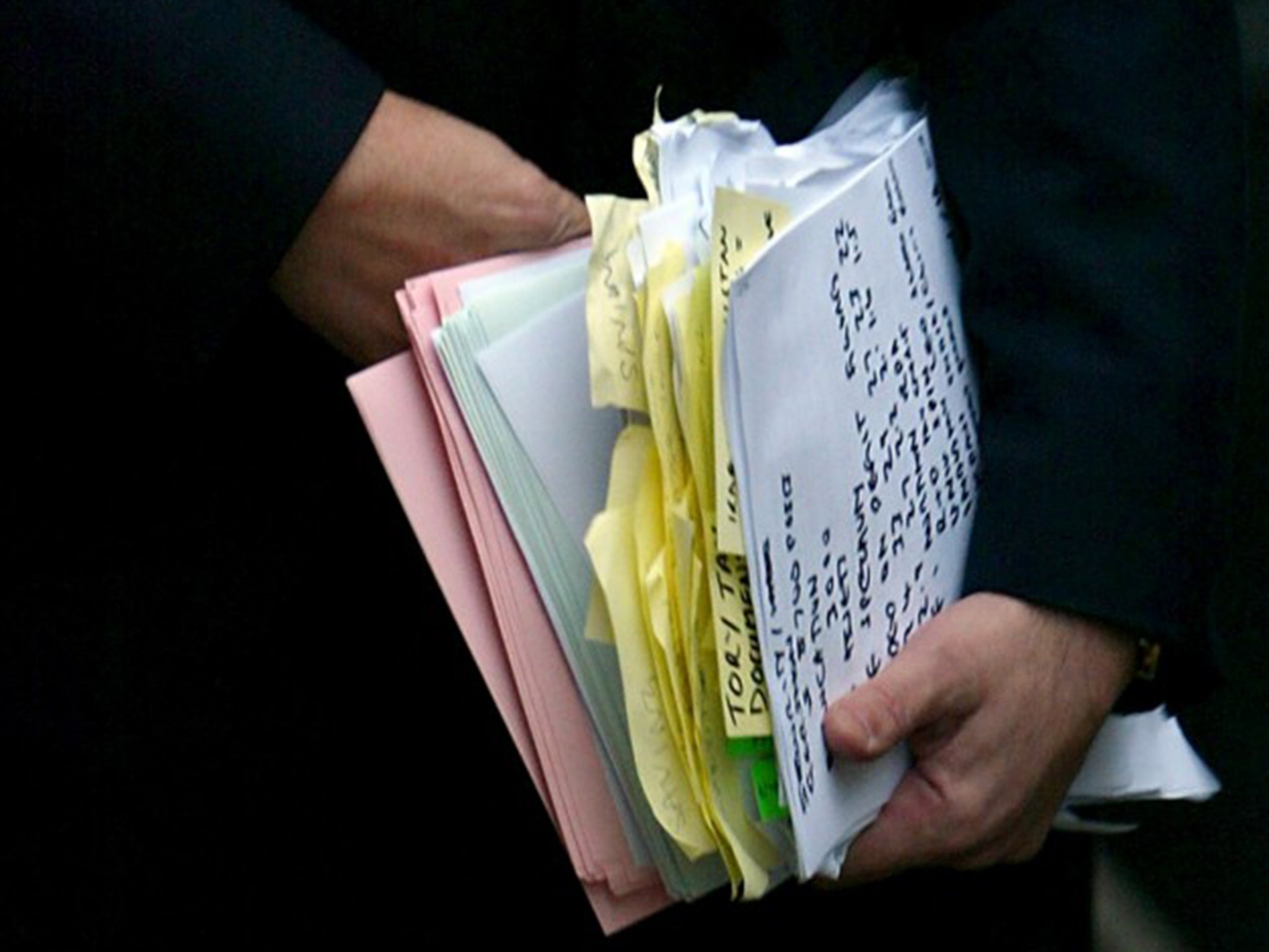 Documents photographed in the hands of then-Chancellor of the Exchequer Gordon Brown in 2004