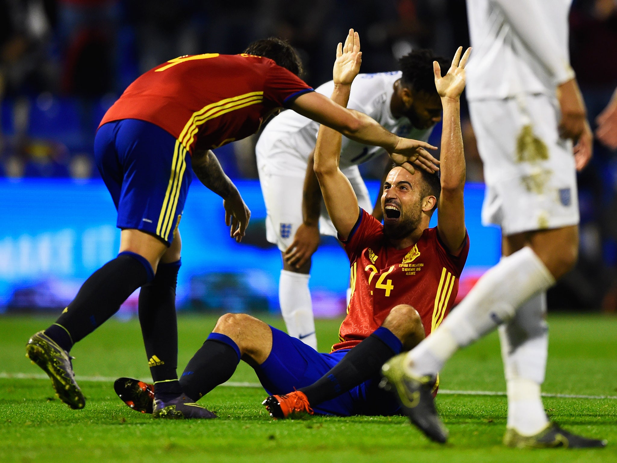 Mario Gaspar celebrates his stunning opening goal