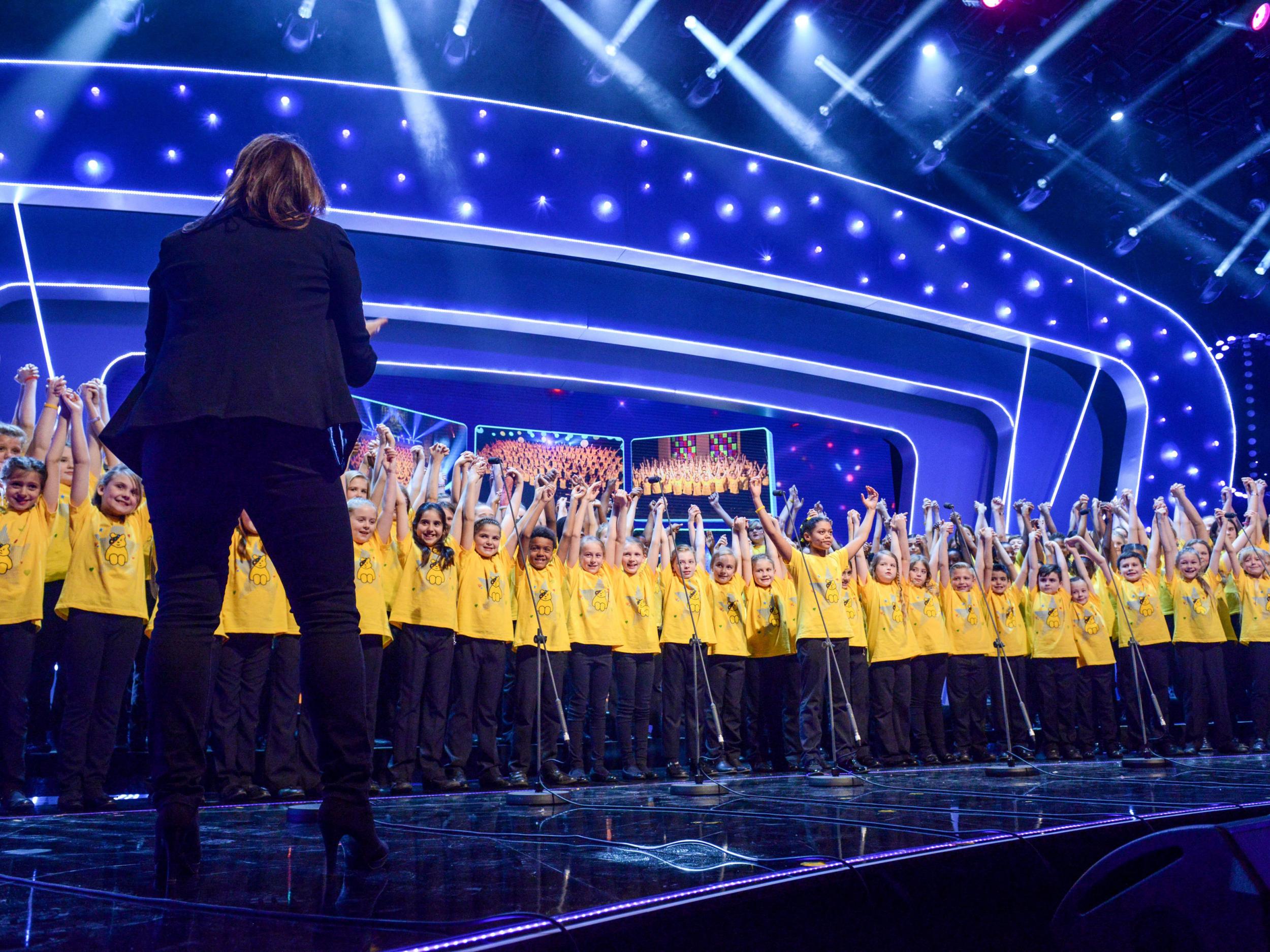 The Children in Need Children's Choir performing during Children In Need 2015 PA