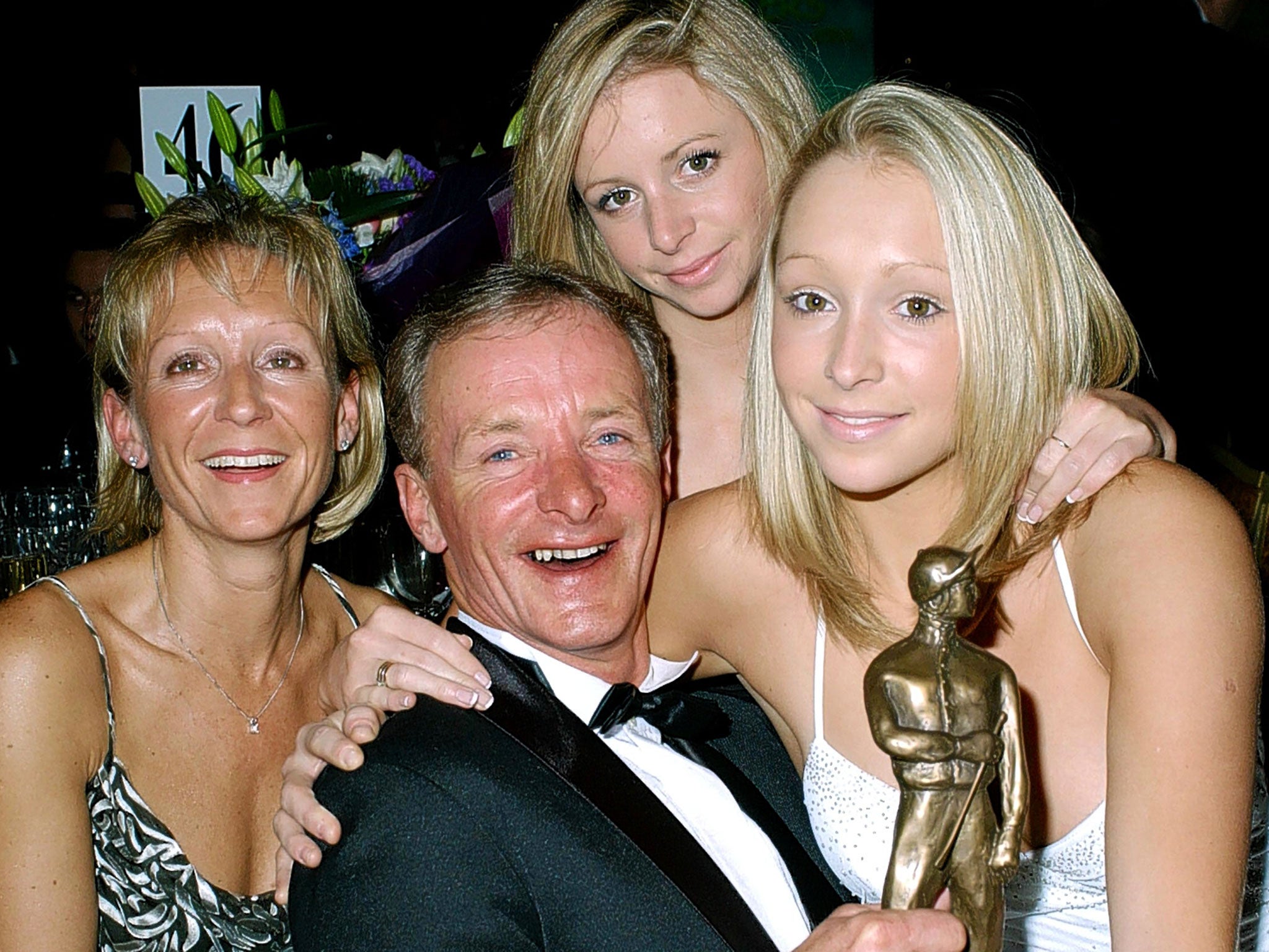 Pat Eddery in 2004 with (from left) wife Carolyn and daughters Nicola and Natasha