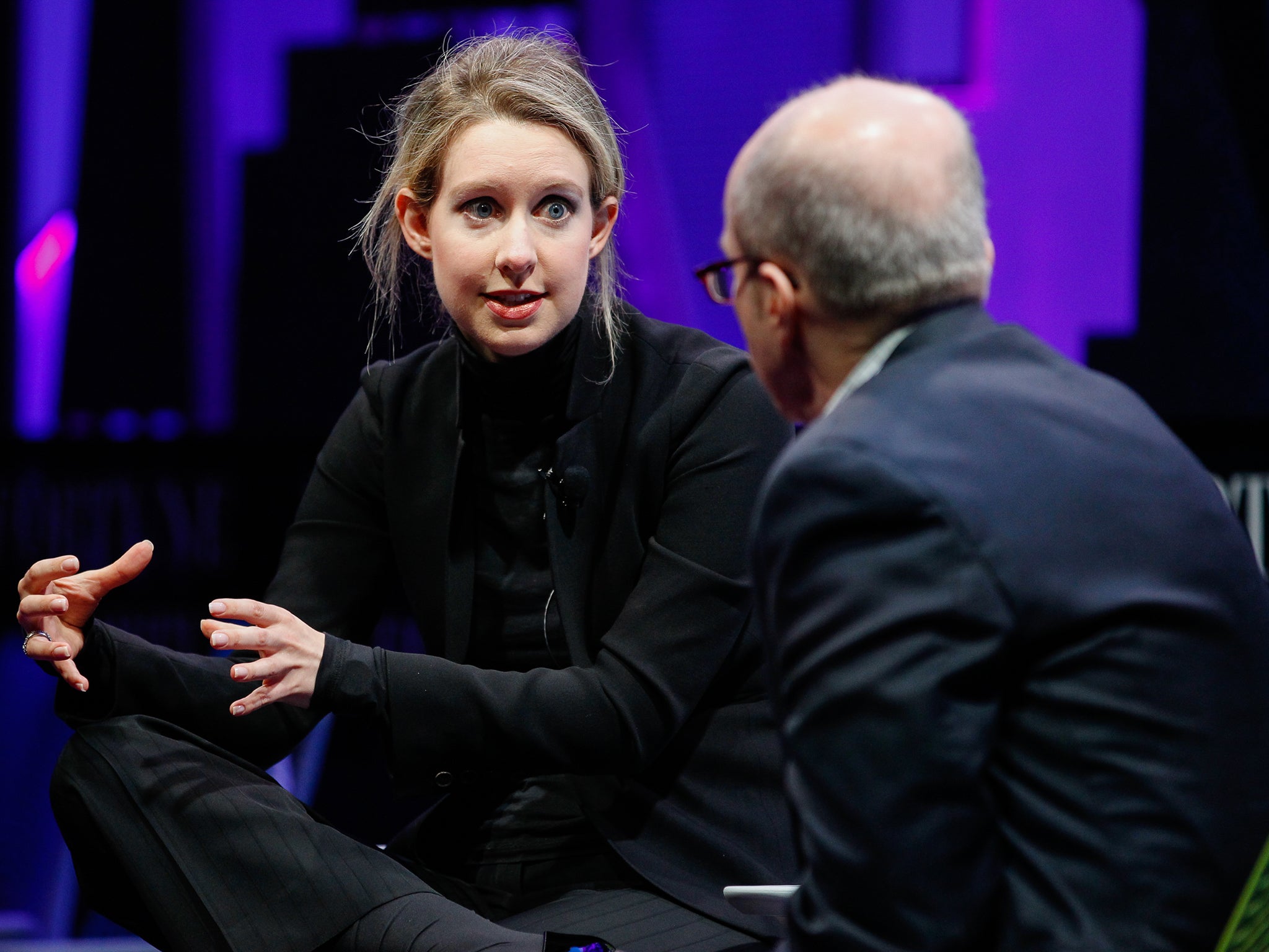 Elizabeth Holmes and Alan Murray speak at the Fortune Global Forum in San Francisco, California