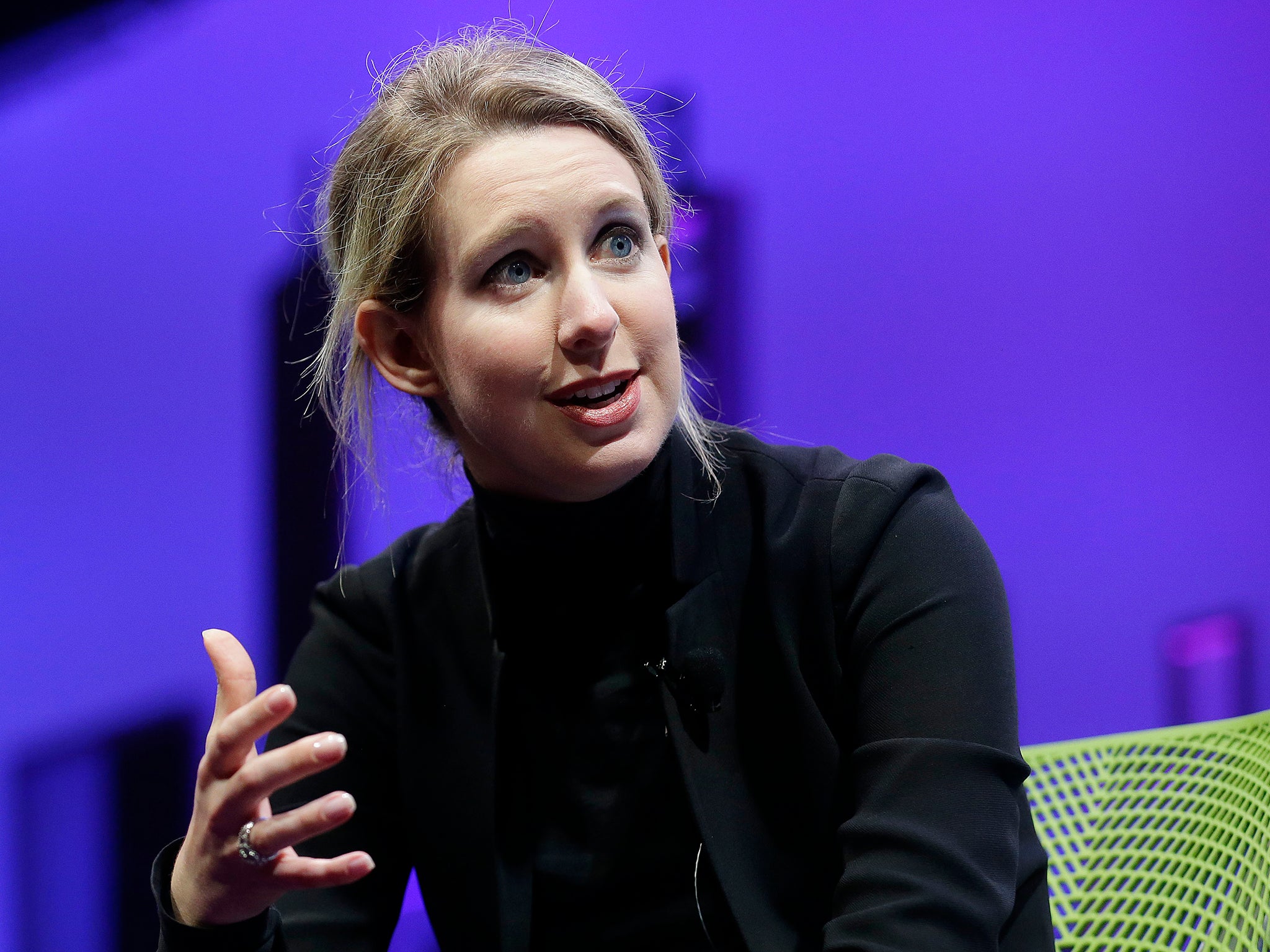 Elizabeth Holmes speaks at the Fortune Global Forum in San Francisco