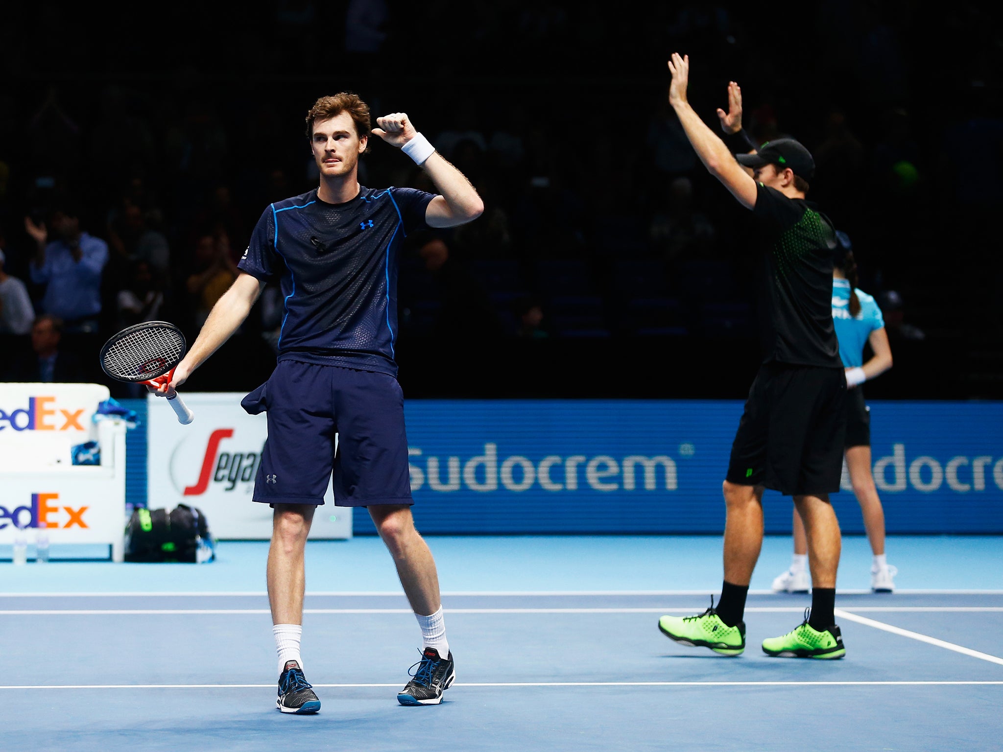 Jamie Murray and John Peers celebrate their win