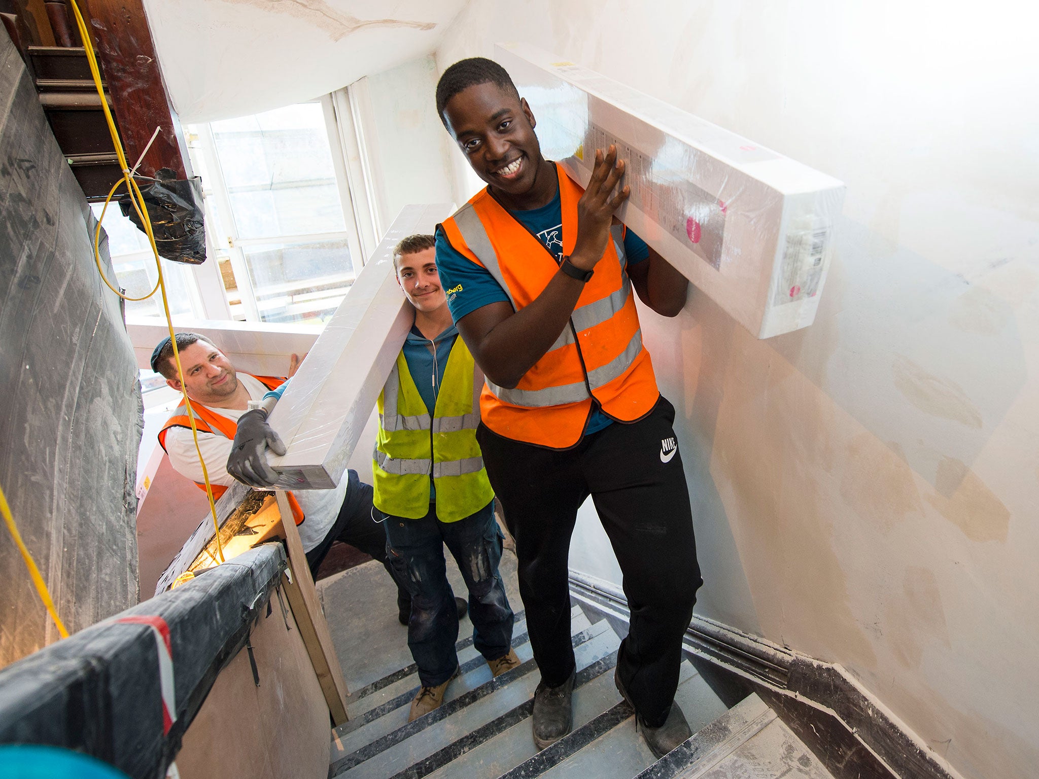 Volunteers help refurbish the Veterans Aid Hostel at Belvedere House in east London, much of it paid for by readers of the ‘Independent’ newspapers and ‘London Evening Standard’