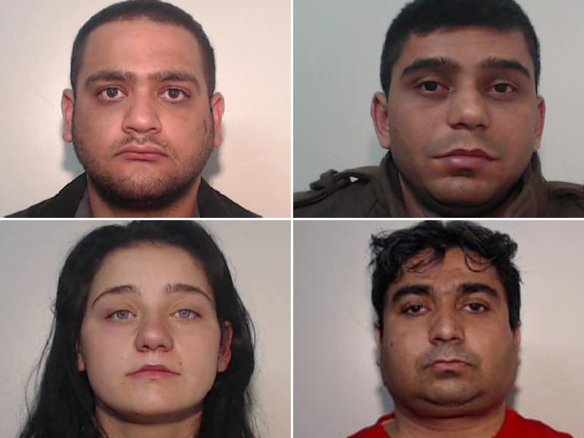 Clockwise from top left: gang members Hanan Butt, Aqib Latif, Mohammed Akmal, Jekaterina Ostrovska