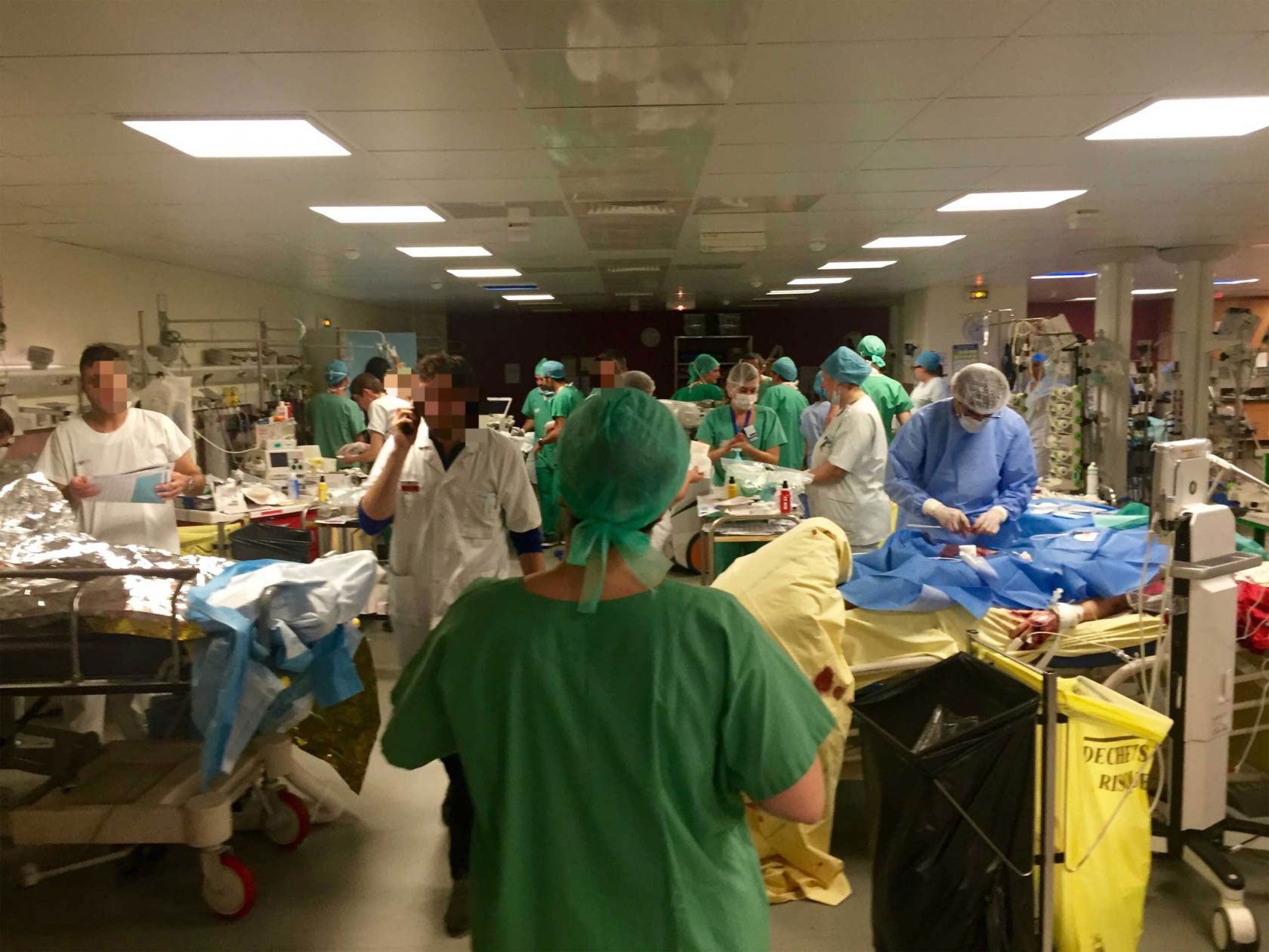 Photo taken in a recovery room in Saint Louis hospital the night of the attacks