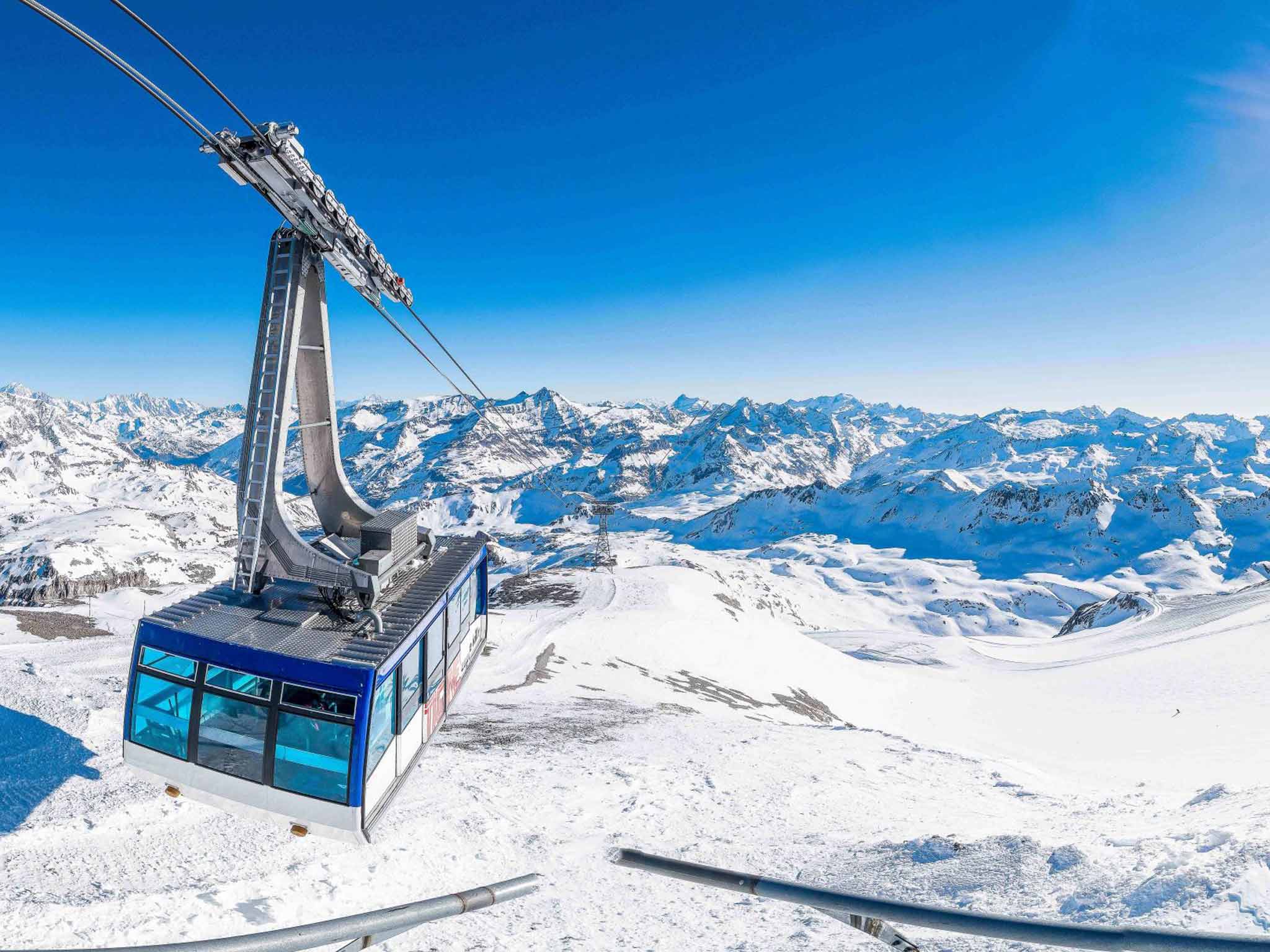 Going up: Gondola above Tignes