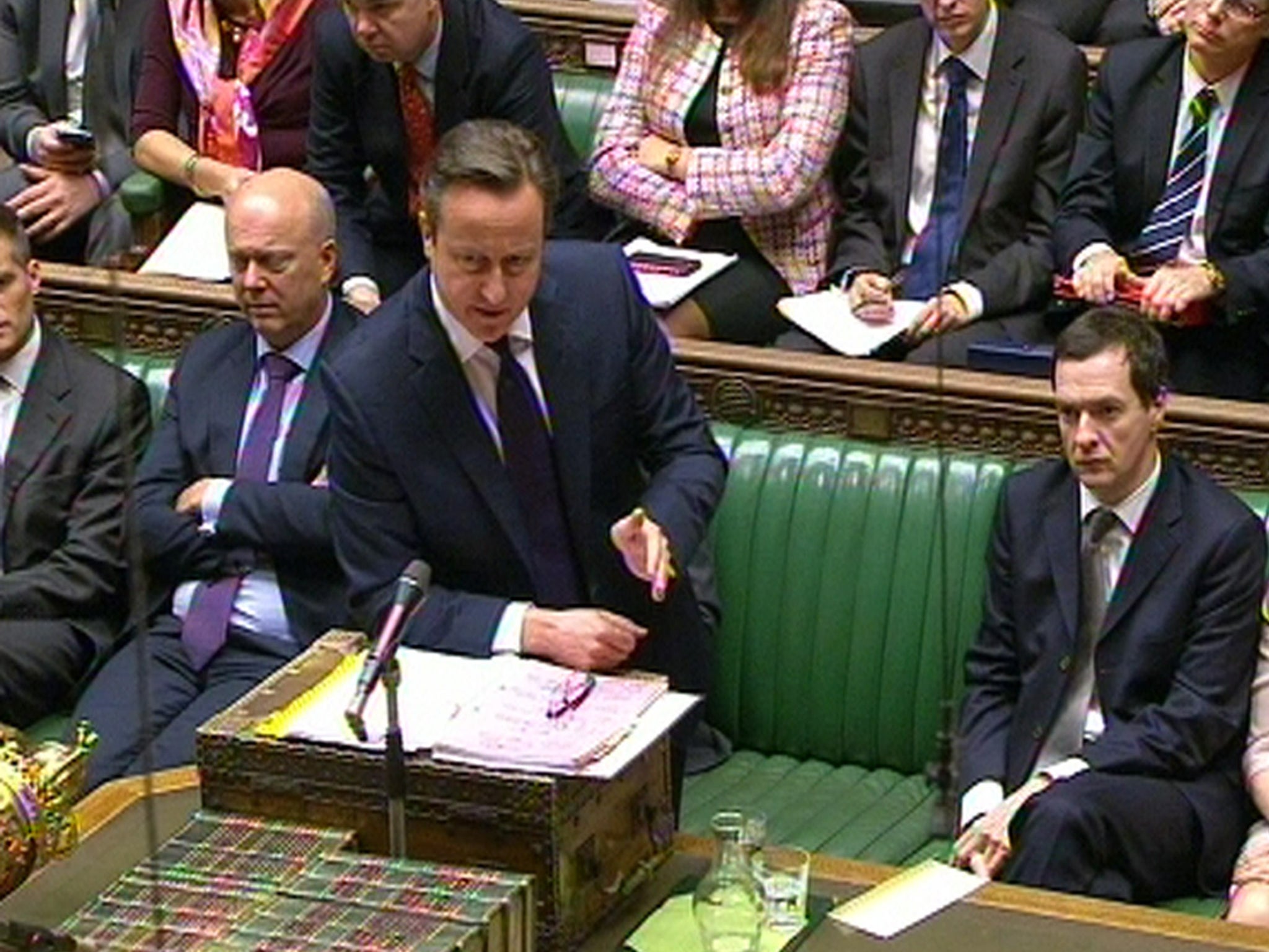 David Cameron speaks during Prime Minister's Questions in the House of Commons