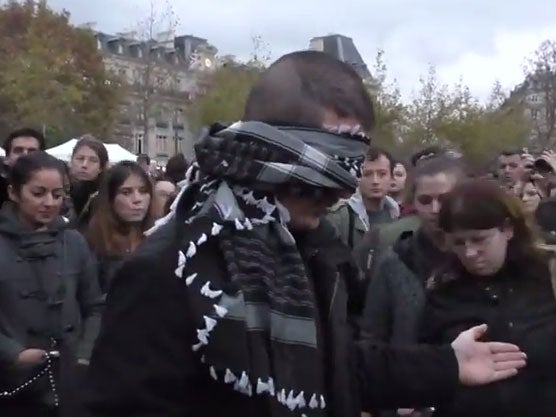 The blindfolded man said: 'I want to tell you that "Muslim" doesn’t necessarily mean "terrorist"'