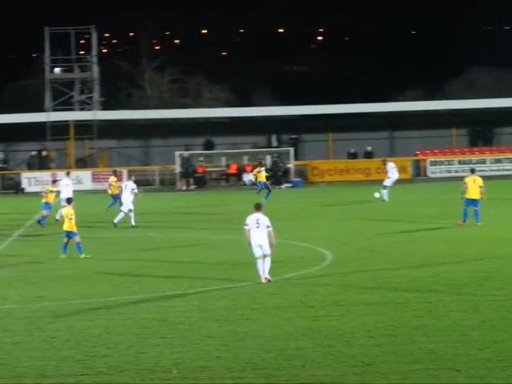 Kamarl Duncan tries to clear the ball from the Thurrock half