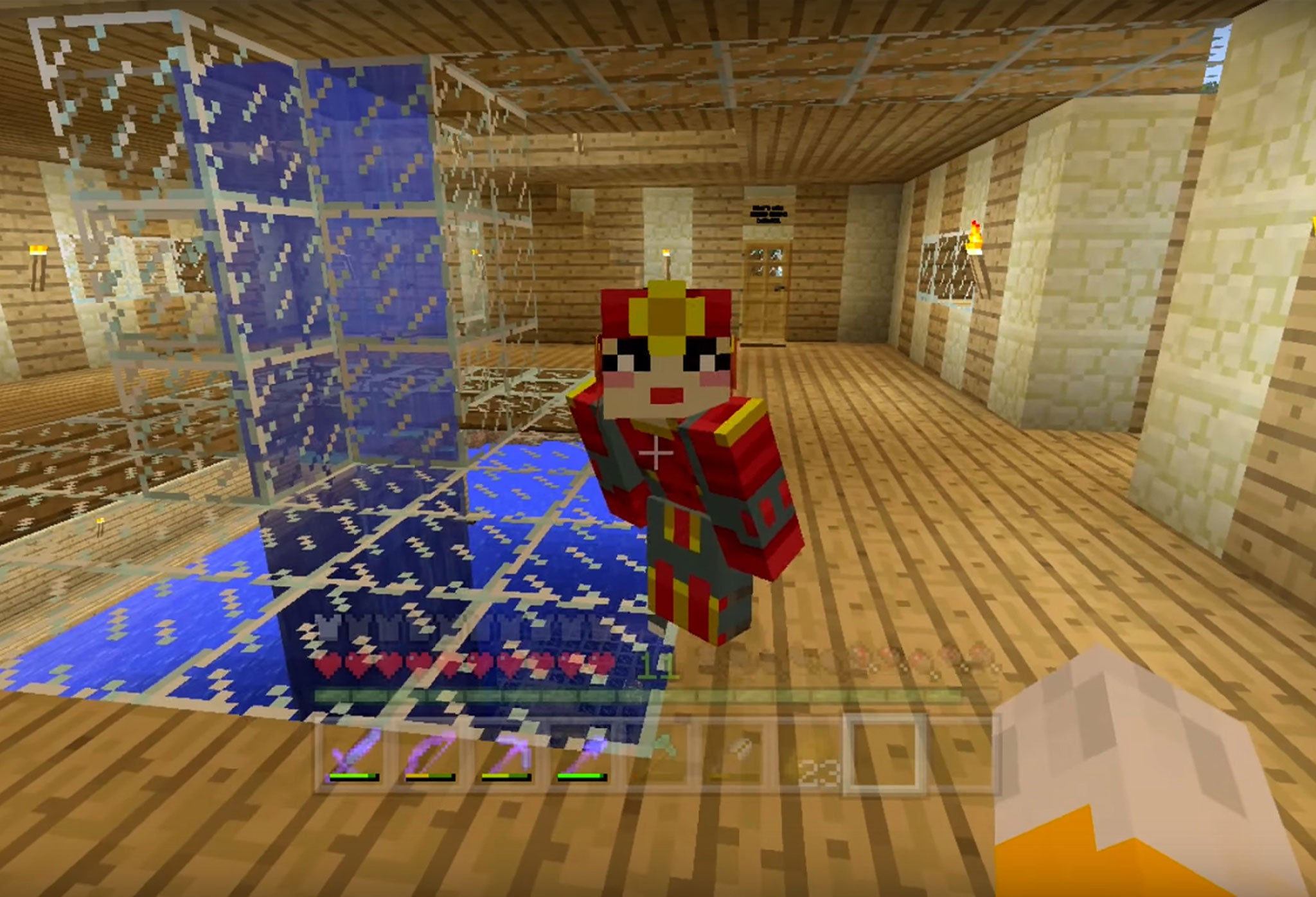 Stampy (paw to front right) checks out a building