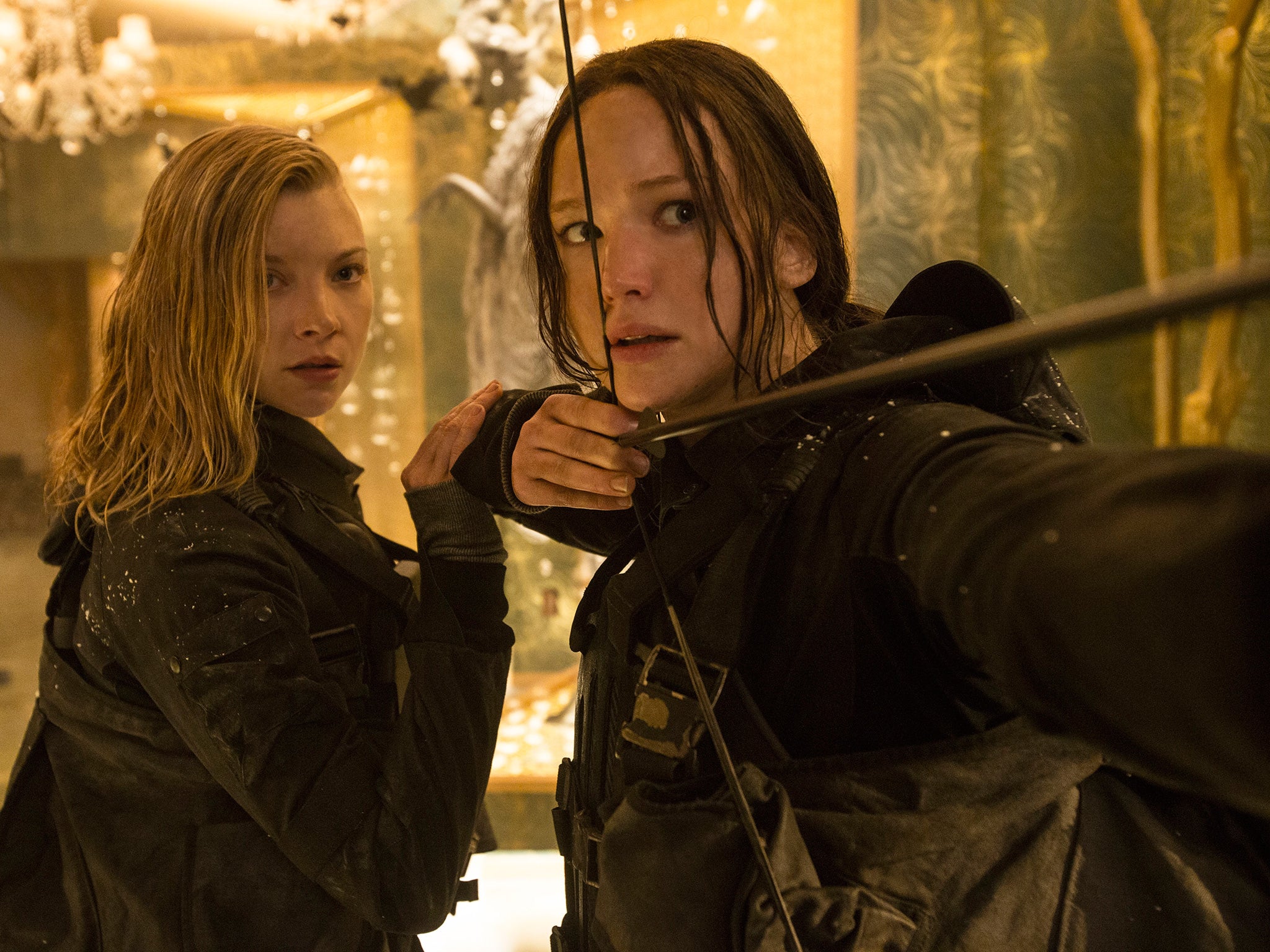 On target: Natalie Dormer and Jennifer Lawrence in ‘The Hunger Games: Mockingjay Part 2’