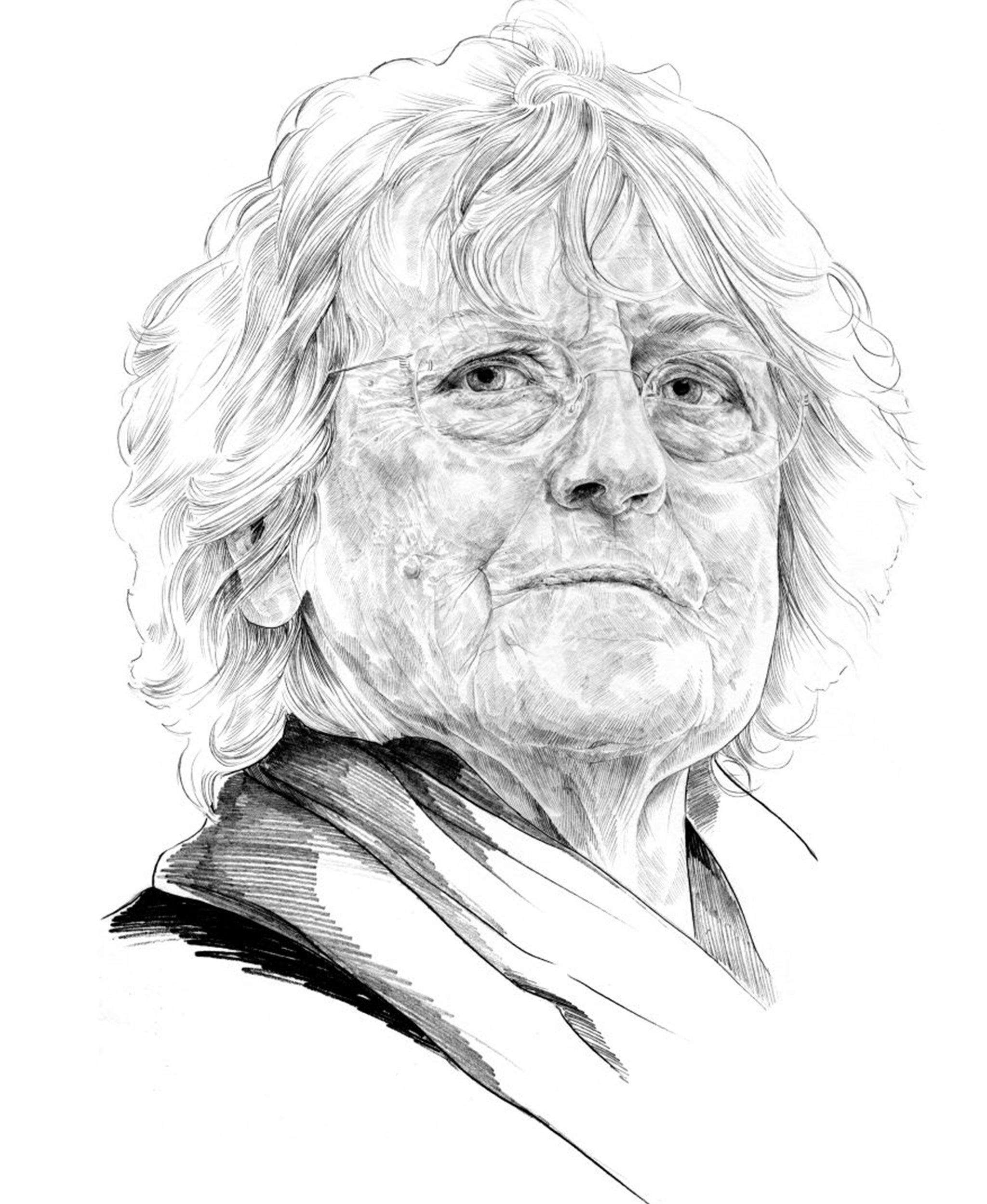 Sketch of Germaine Greer by Lauren Crow