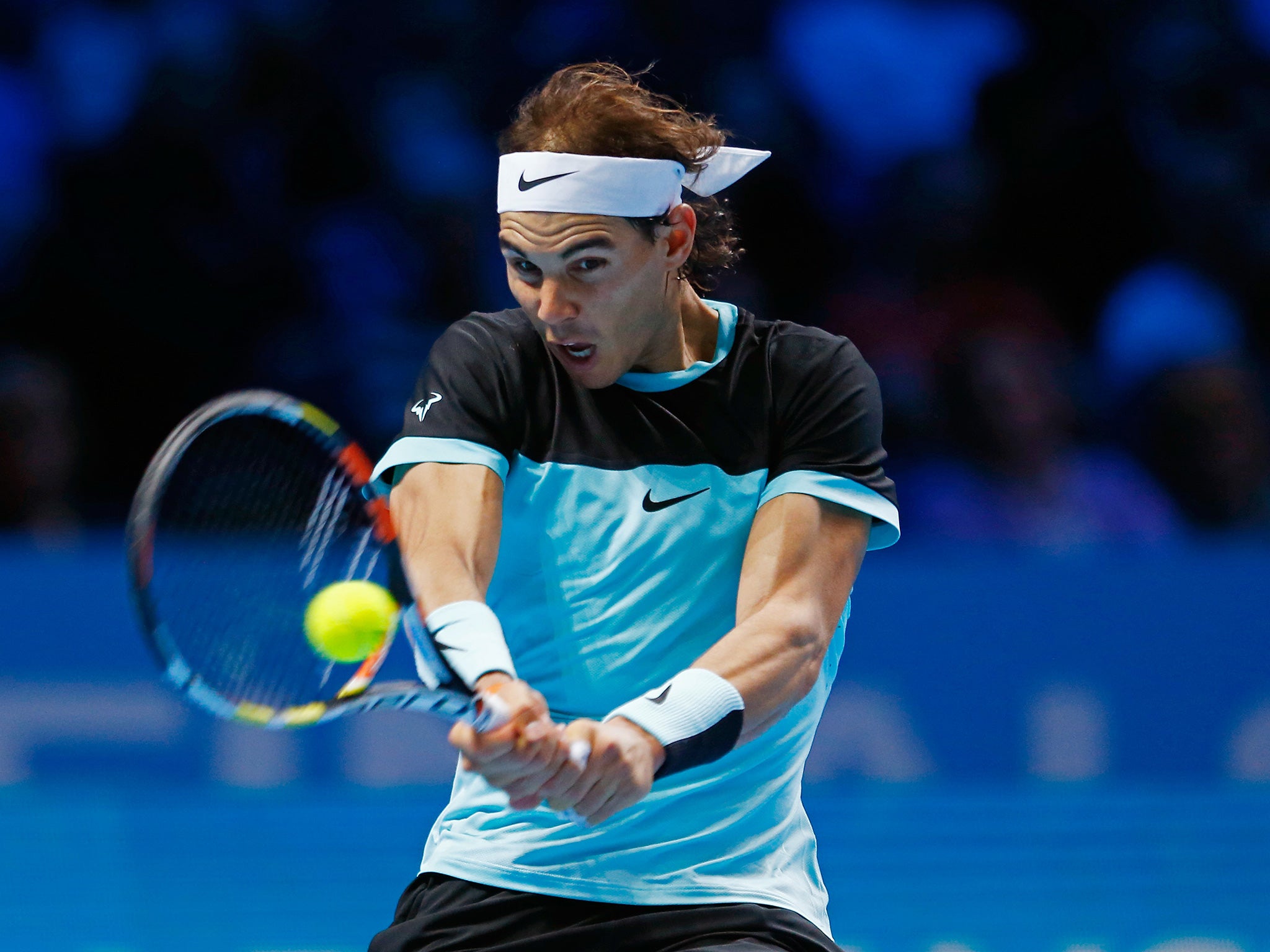 Rafael Nadal (above) battled for over two and a half hours to beat David Ferrer, despite having already qualified for today’s semi-finals