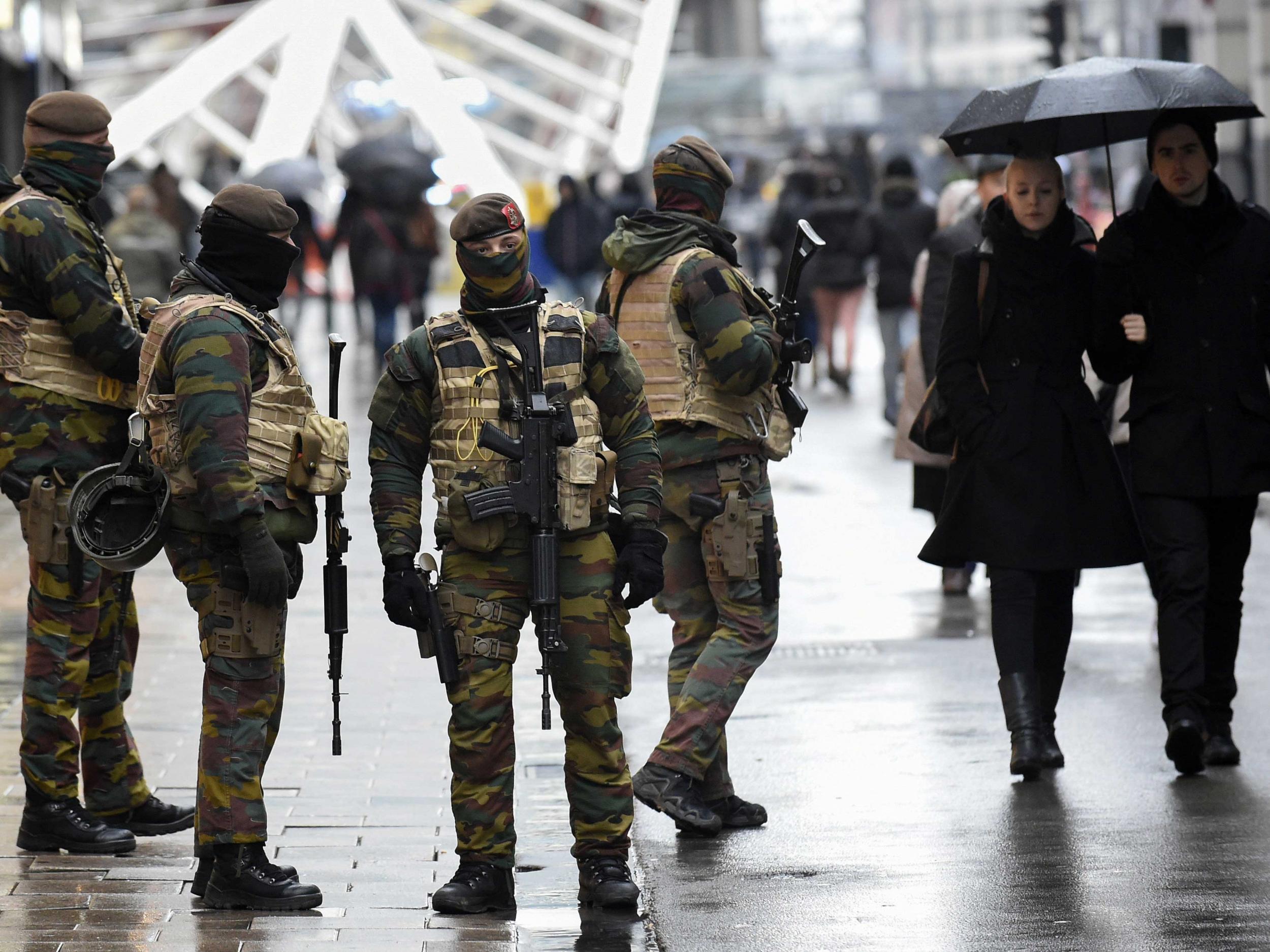 Soldiers were on patrol in the Belgian capital amid the security alert