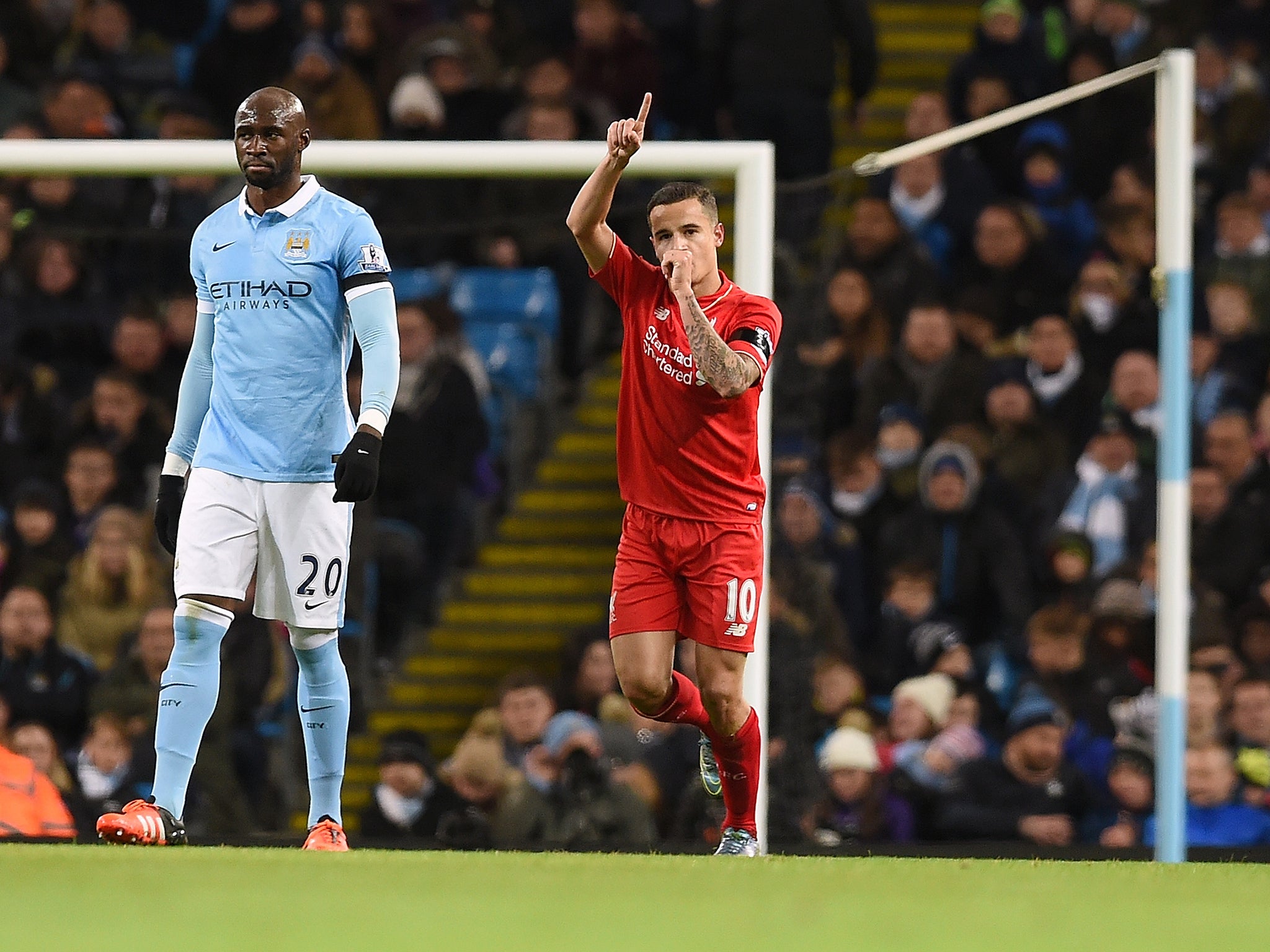 Philippe Coutinho celebrates Liverpool's second