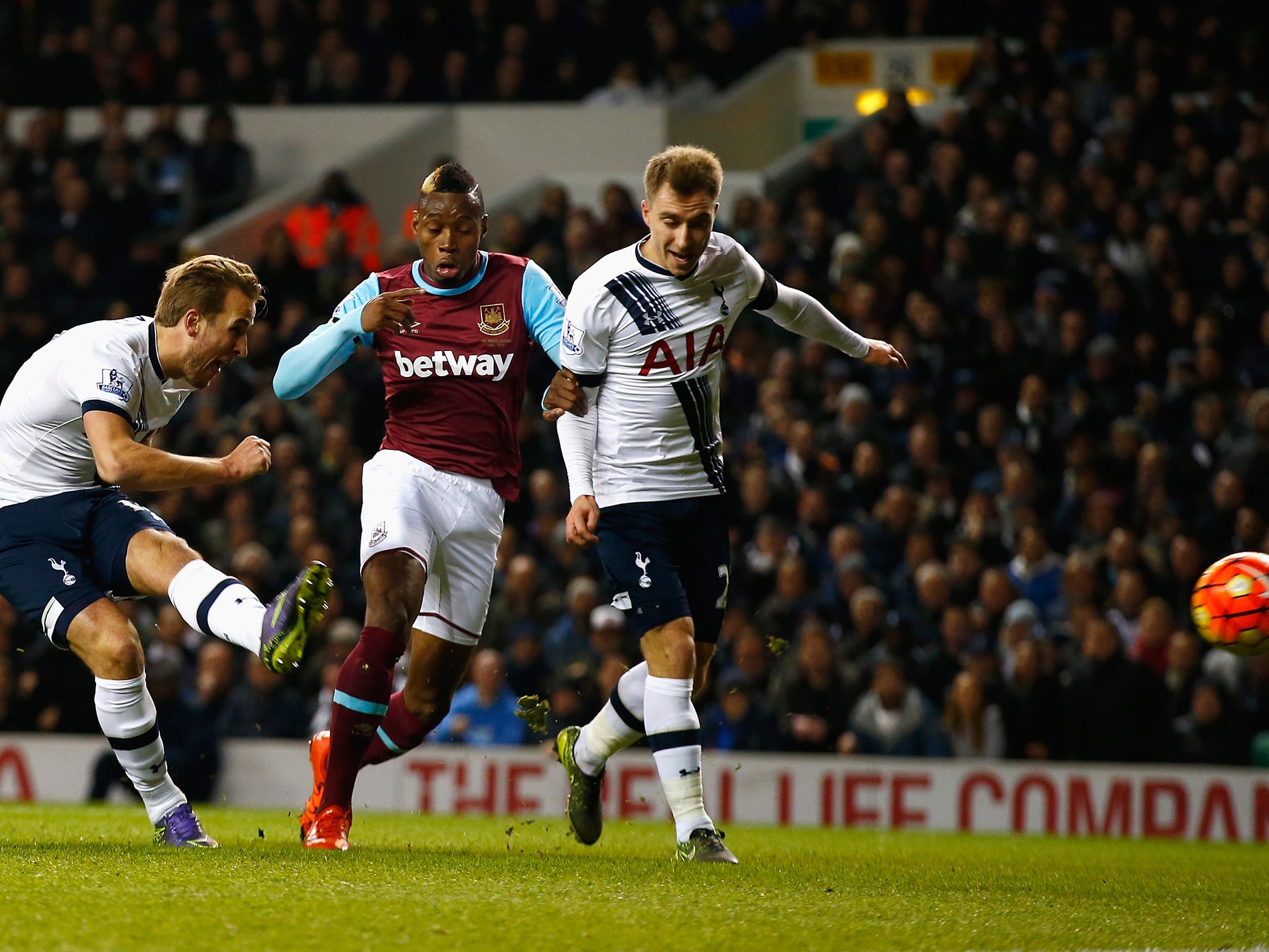 &#13;
Harry Kane opens the scoring against West Ham&#13;