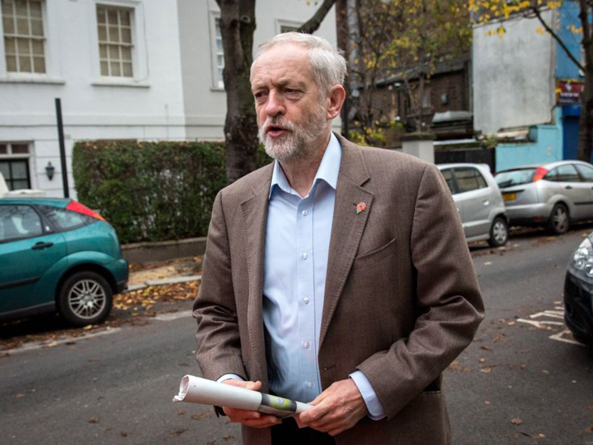 Jeremy Corbyn leaves his home in Islington