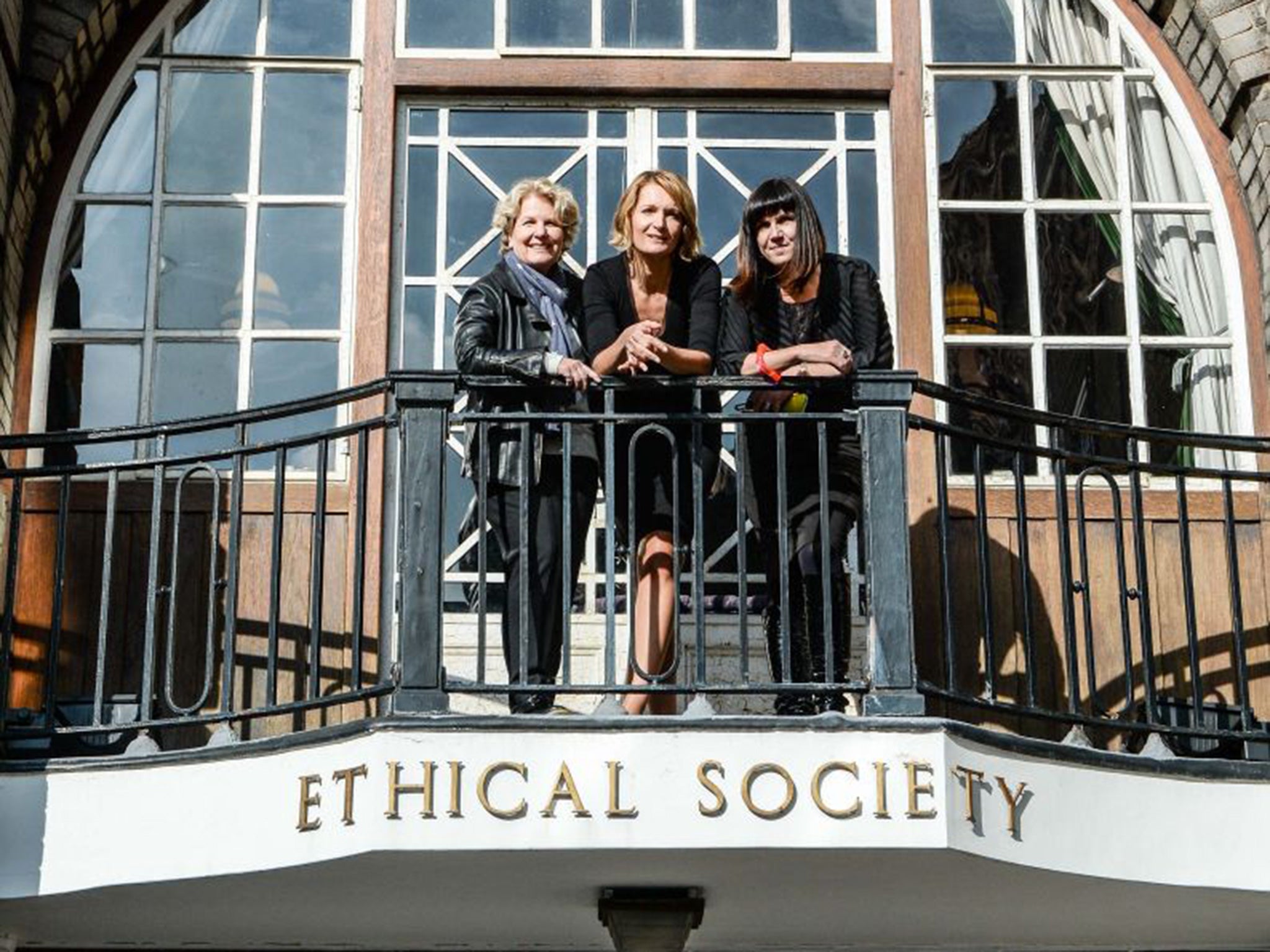 Left to right: Sandi Toksvig, Sophie Walker and Catherine Mayer of the Women’s Equality Party