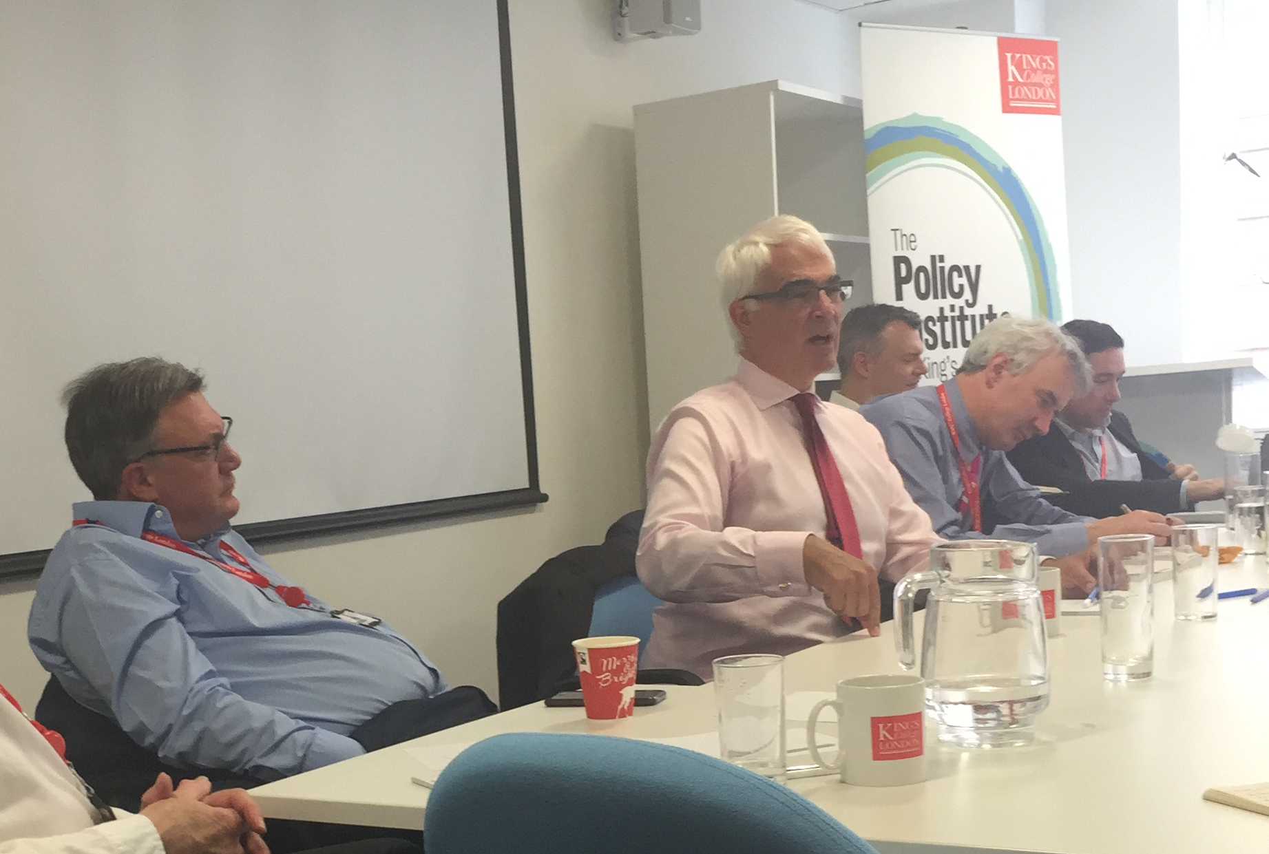 Ed Balls, Alistair Darling, Jon Davis (behind), Nick Macpherson and Mario Pisani