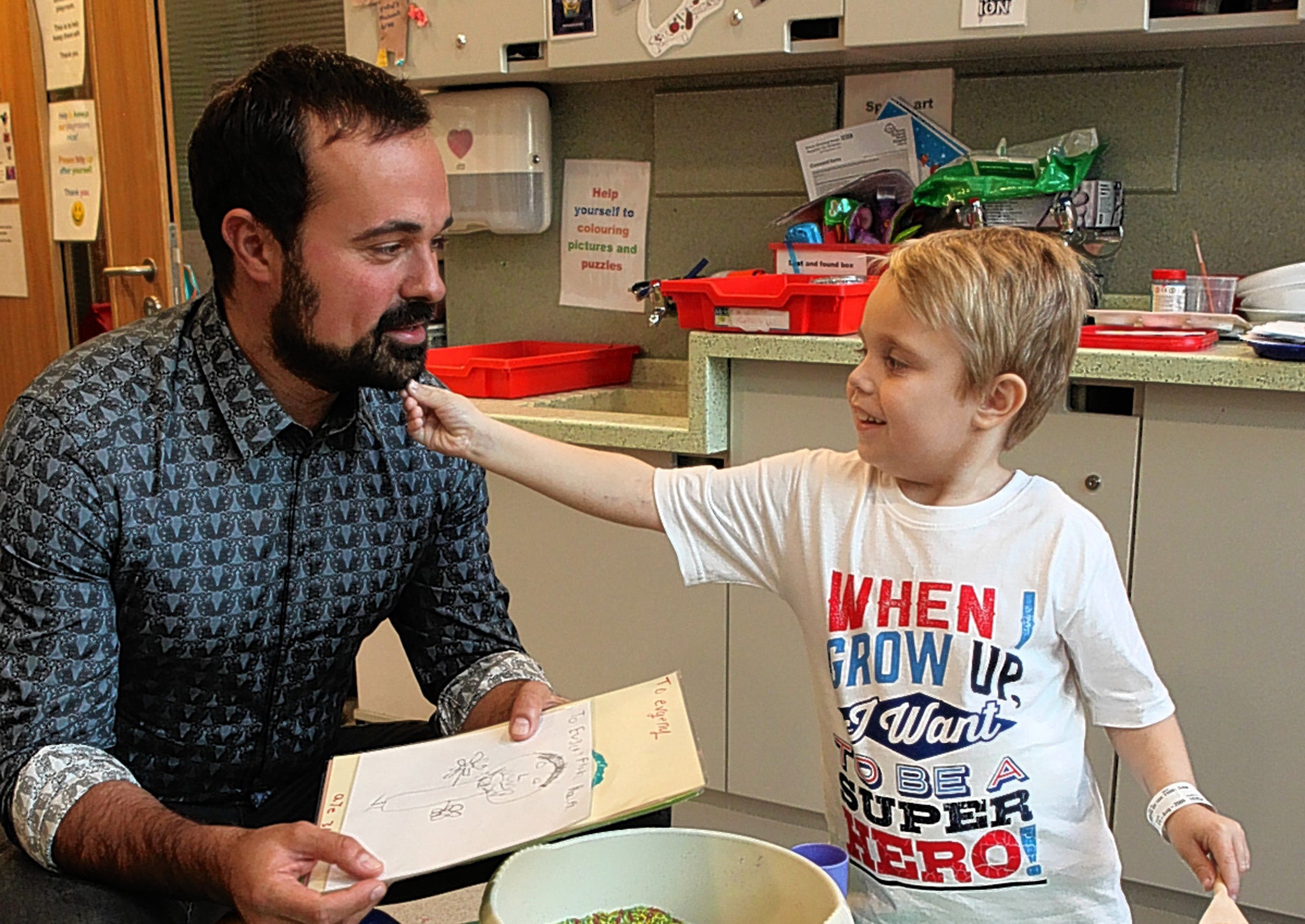 Ralph, six, with Evgeny Lebedev.