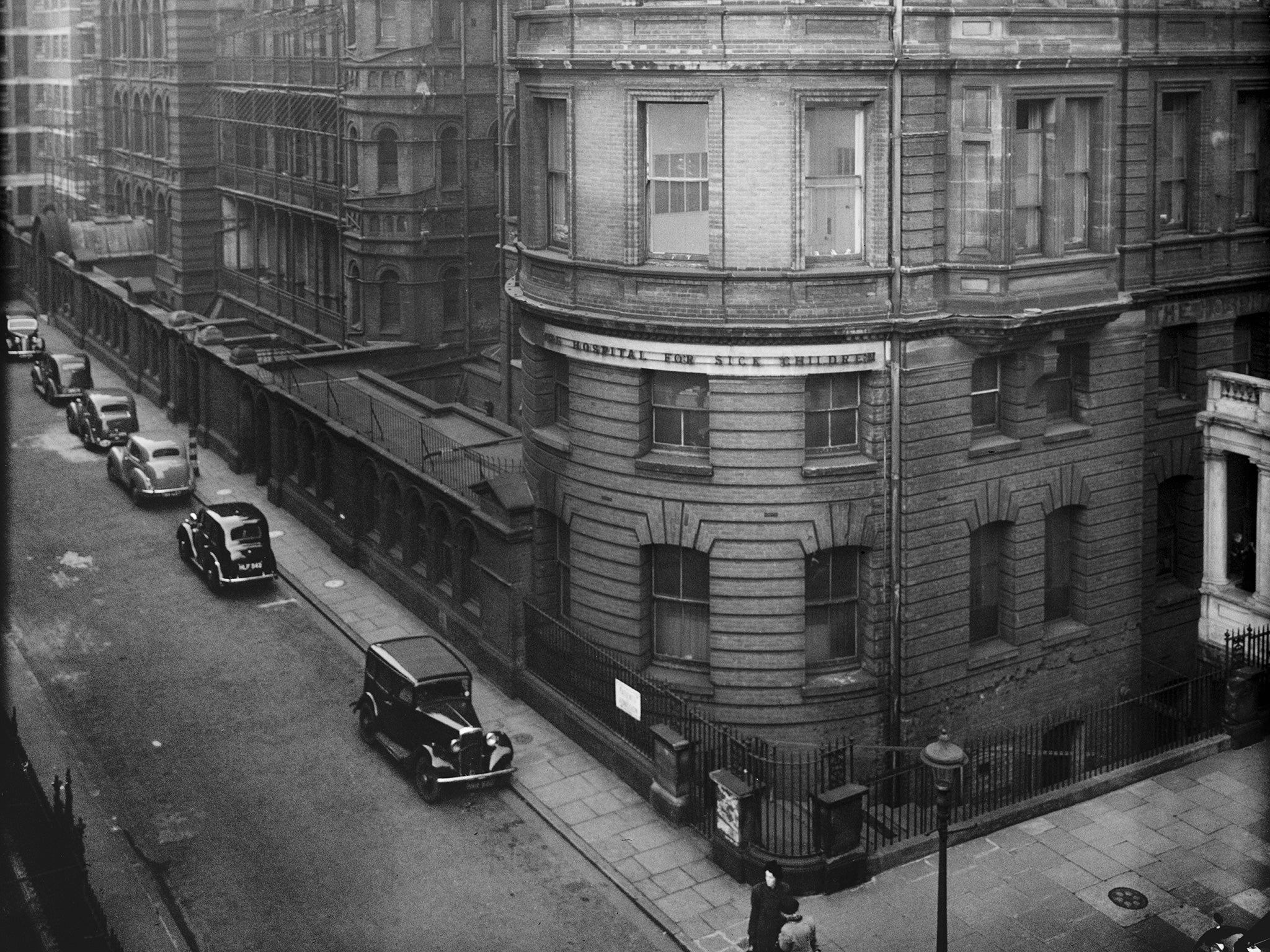 The old entrance to the Hospital for Sick Children (now Great Ormond Street Hospital), Great Ormond Street, London, in 1949