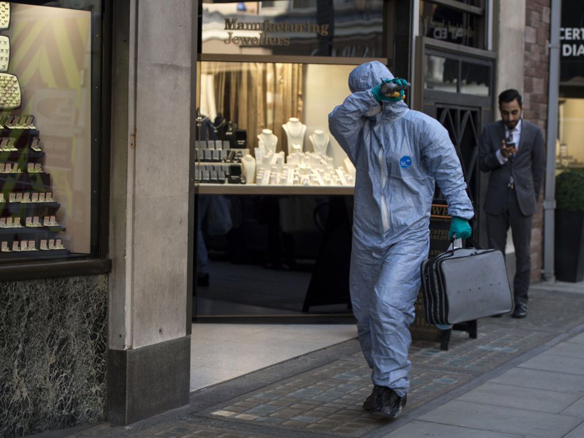 A forensic expert at Hatton Garden Safe Deposit Limited in April