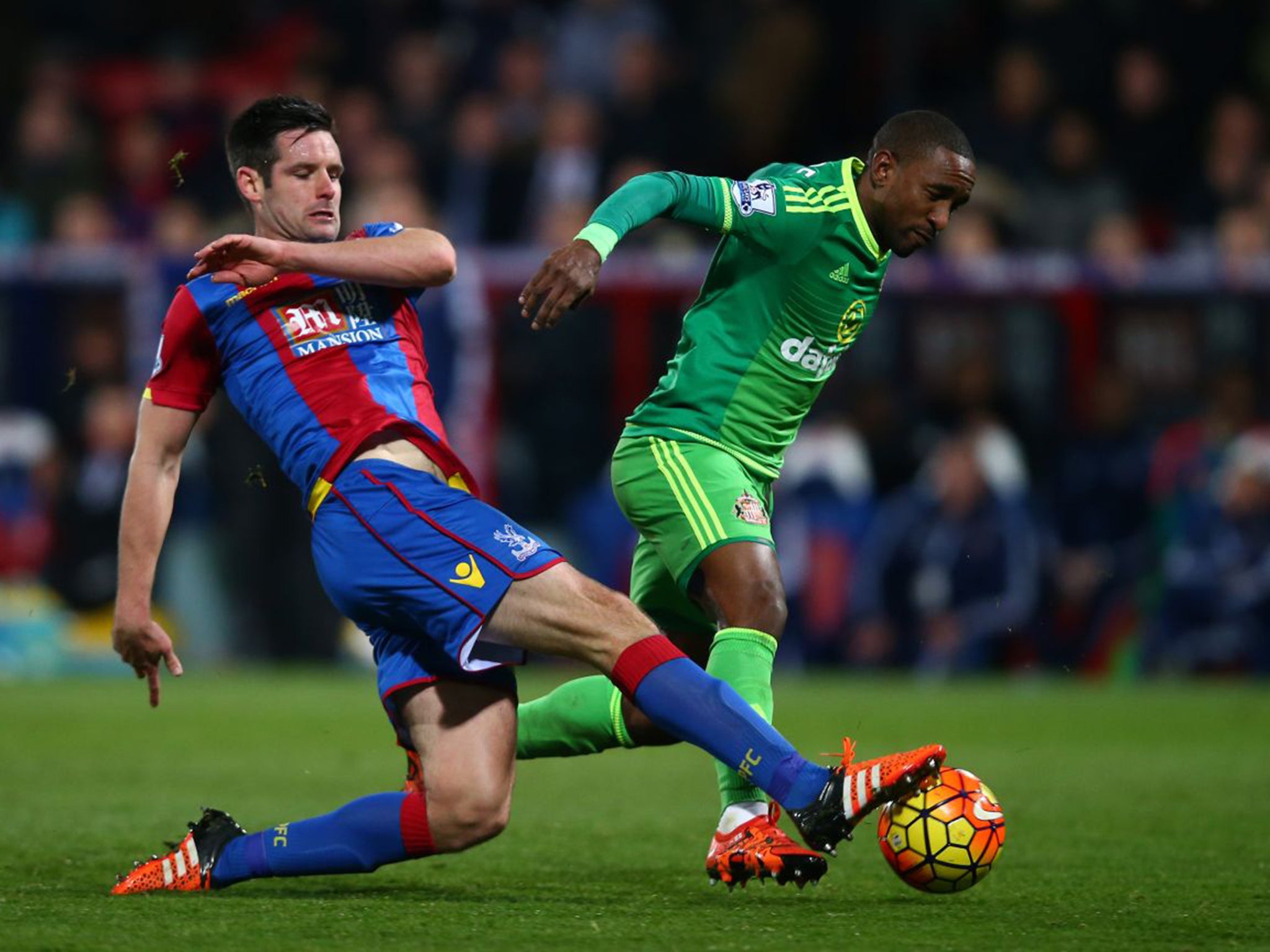 Jermain Defoe steals in for the winner as Scott Dann, left, is caught out