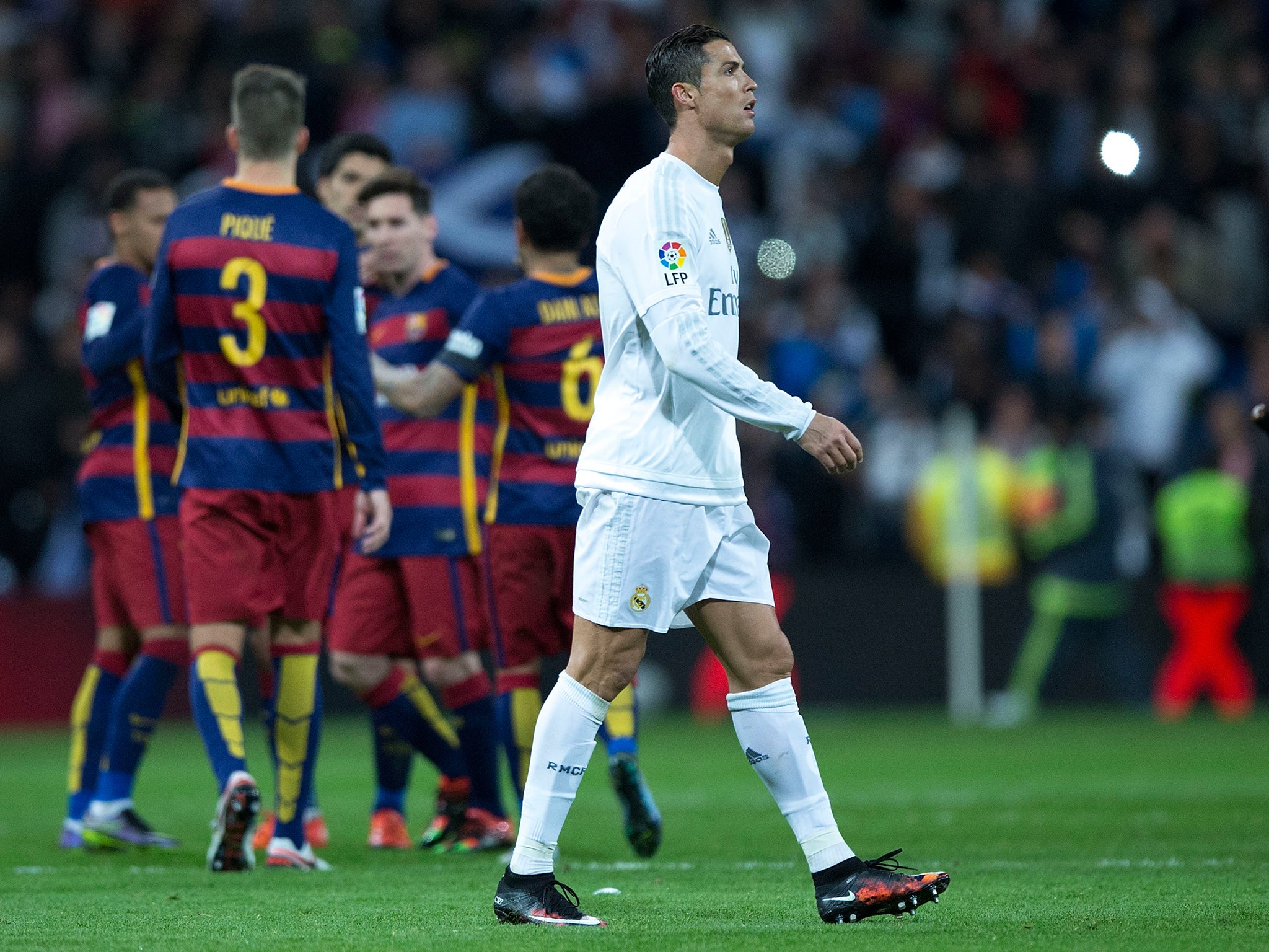 Cristiano Ronaldo walks off dejected after Real Madrid's defeat