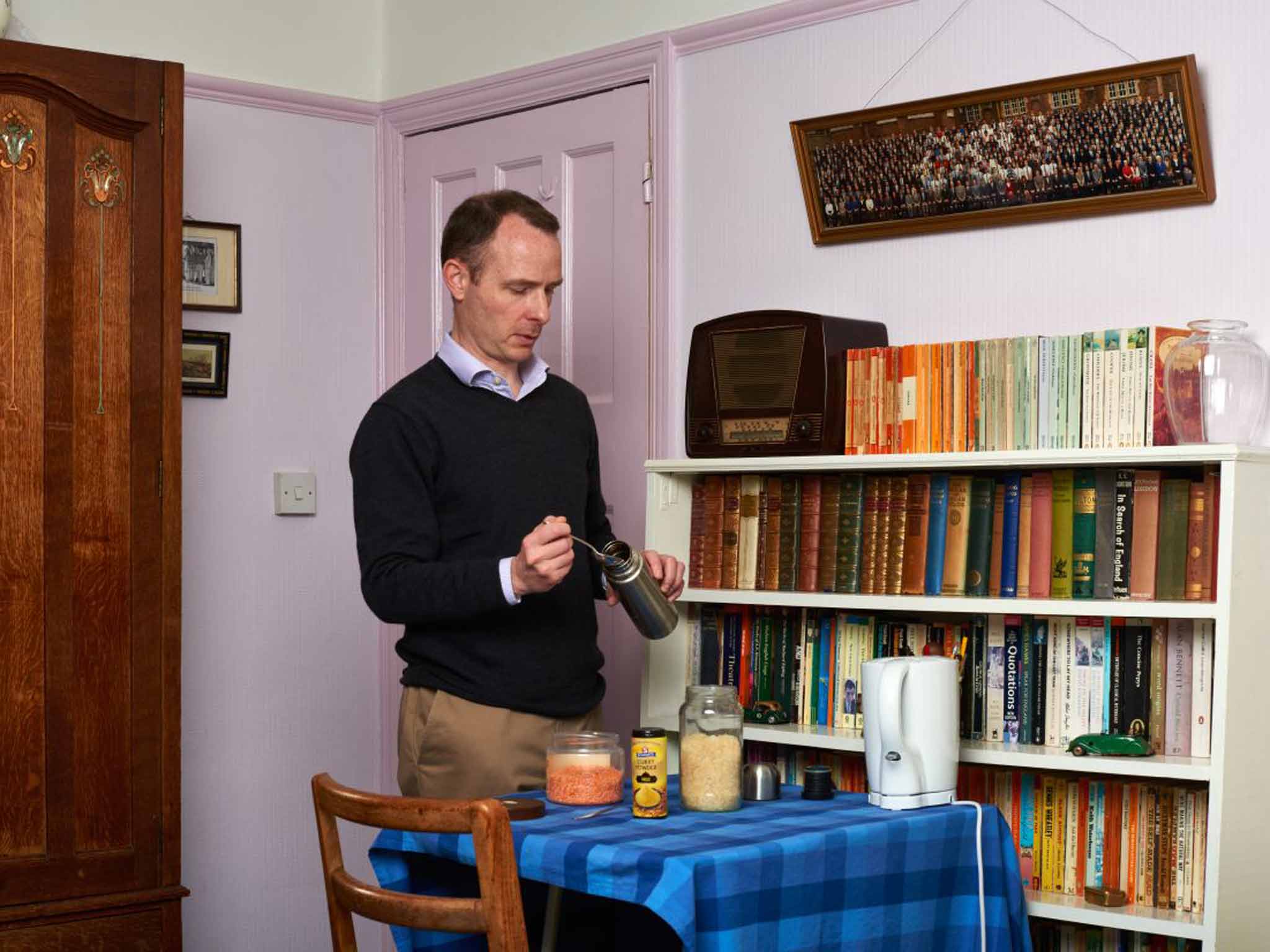 Frugal feast: Hugh Morrison cooks a lentil and rice curry using only the most basic pieces of equipment