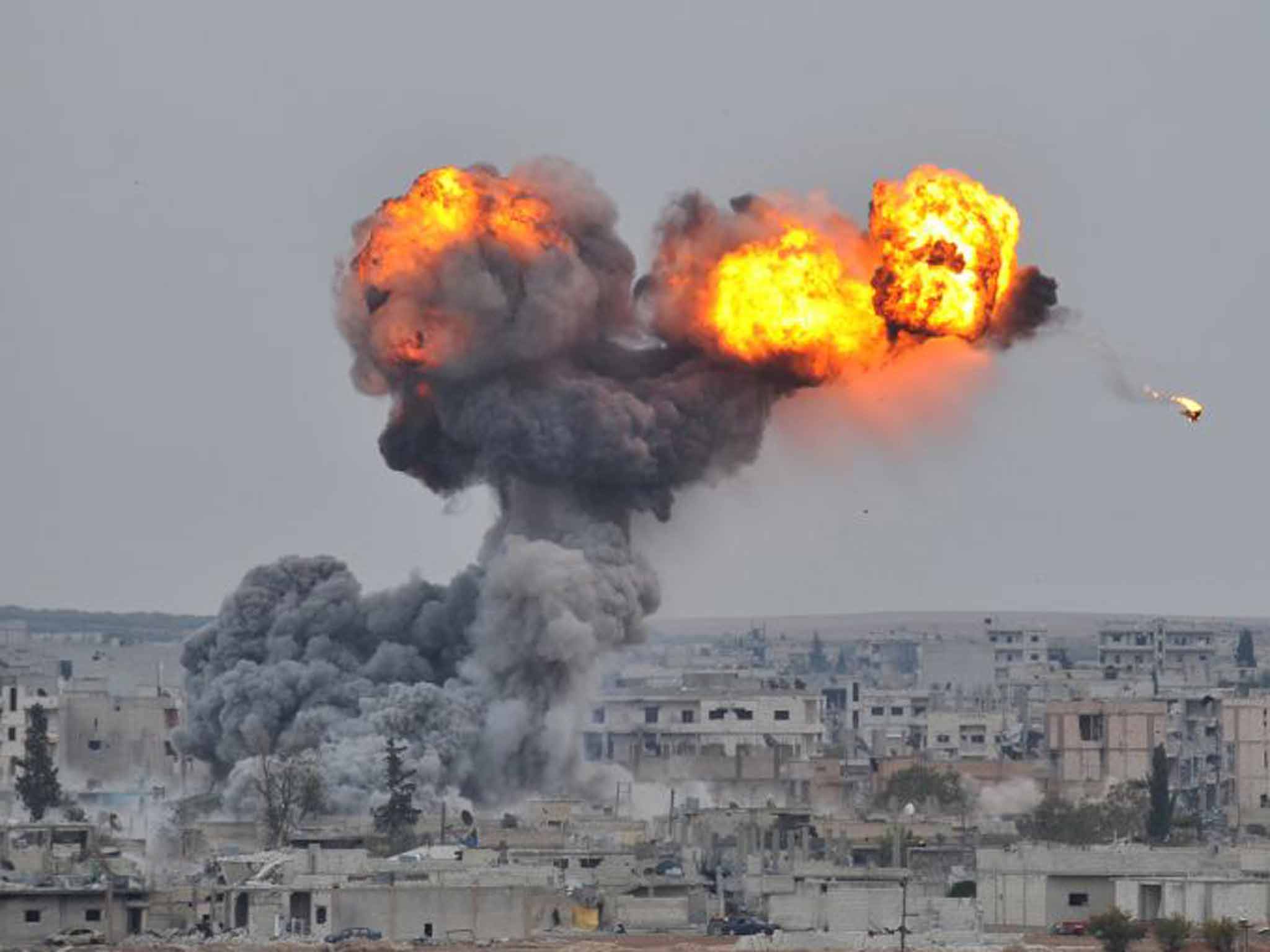 A US air strike on the Isis-held town of Kobani in 2014