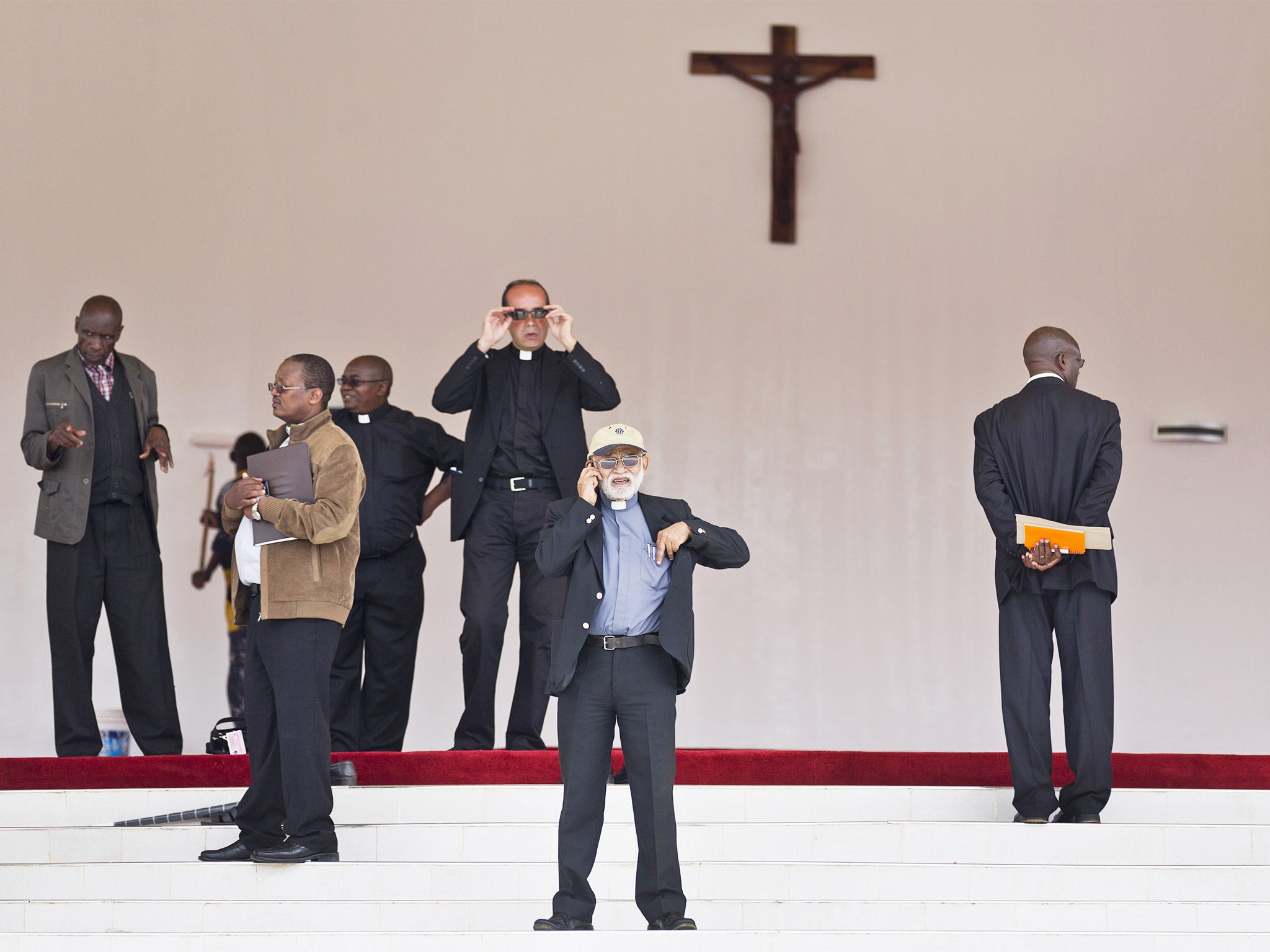 The stand upon which Pope Francis will celebrate a Papal Mass, in Nairobi, on Thursday