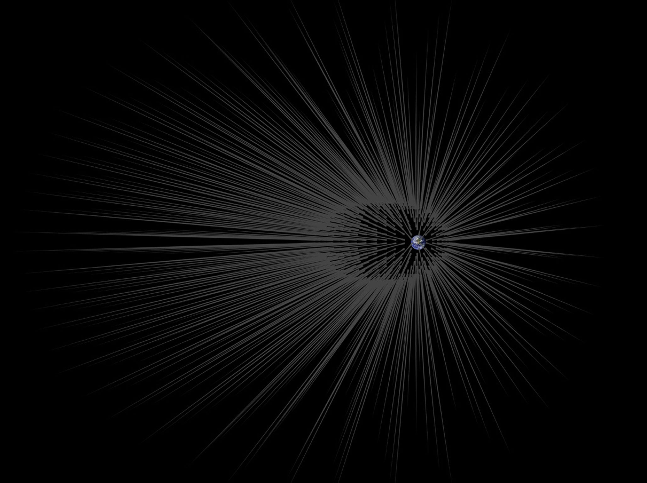 This illustration shows Earth surrounded by filaments of dark matter called "hairs," which are proposed in a study in the Astrophysical Journal by Gary Prézeau of NASA's Jet Propulsion Laboratory, Pasadena, California