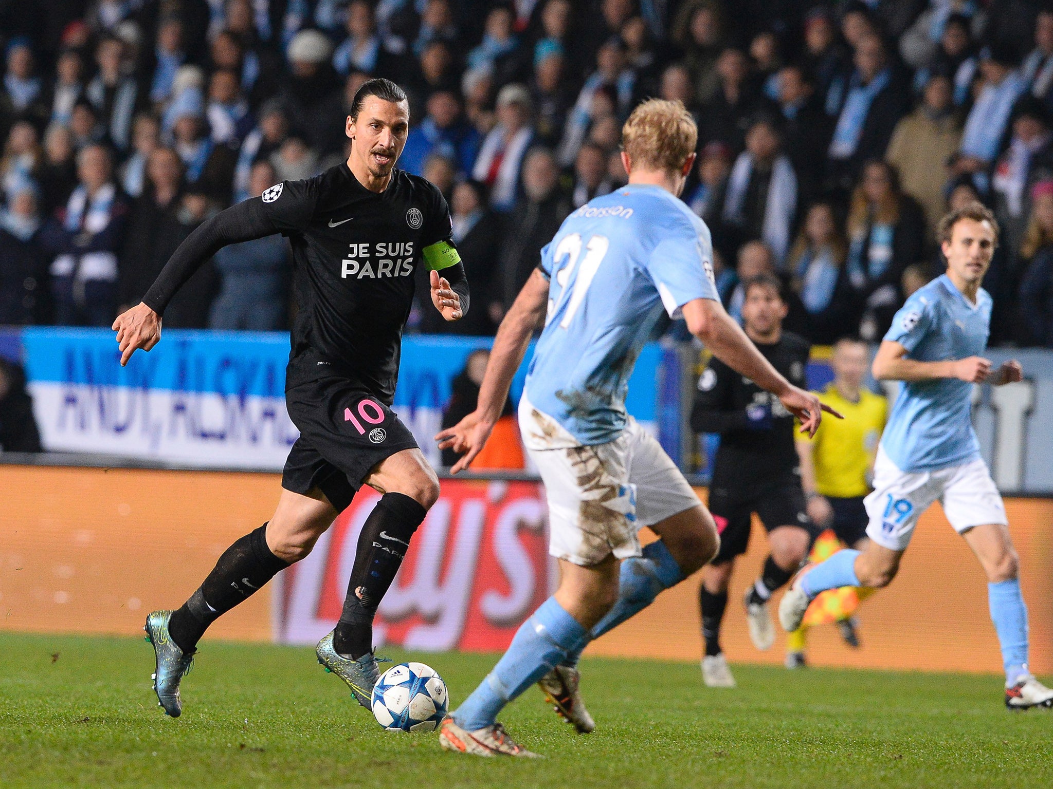 Zlatan Ibrahimovic in action against boyhood team Malmo