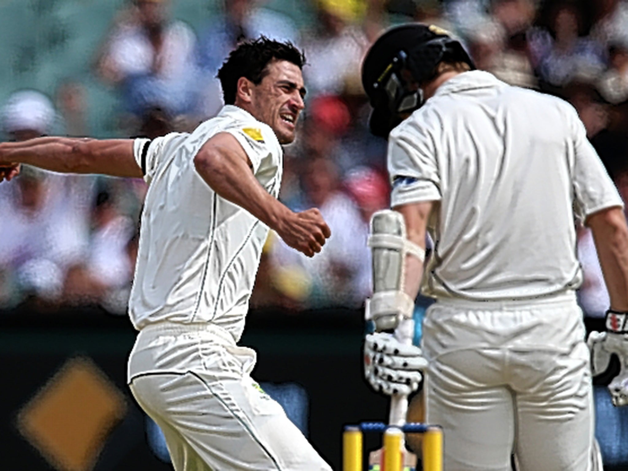 Australia’s Mitchell Starc celebrates after dismissing New Zealand’s Kane Williamson