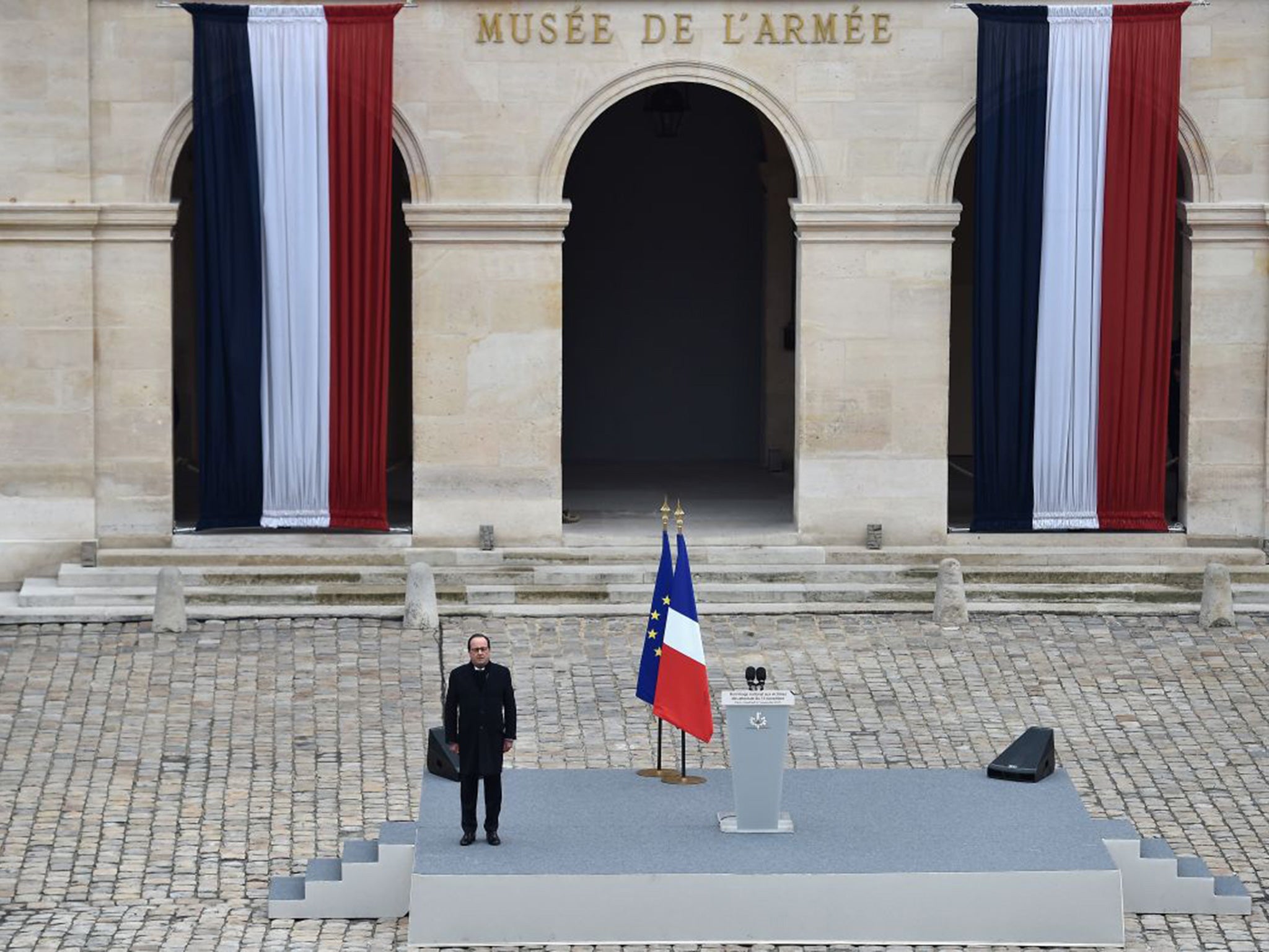 Francois Hollande attends The National Tribute to The Victims of The Paris Terrorist Attacks at Les Invalides